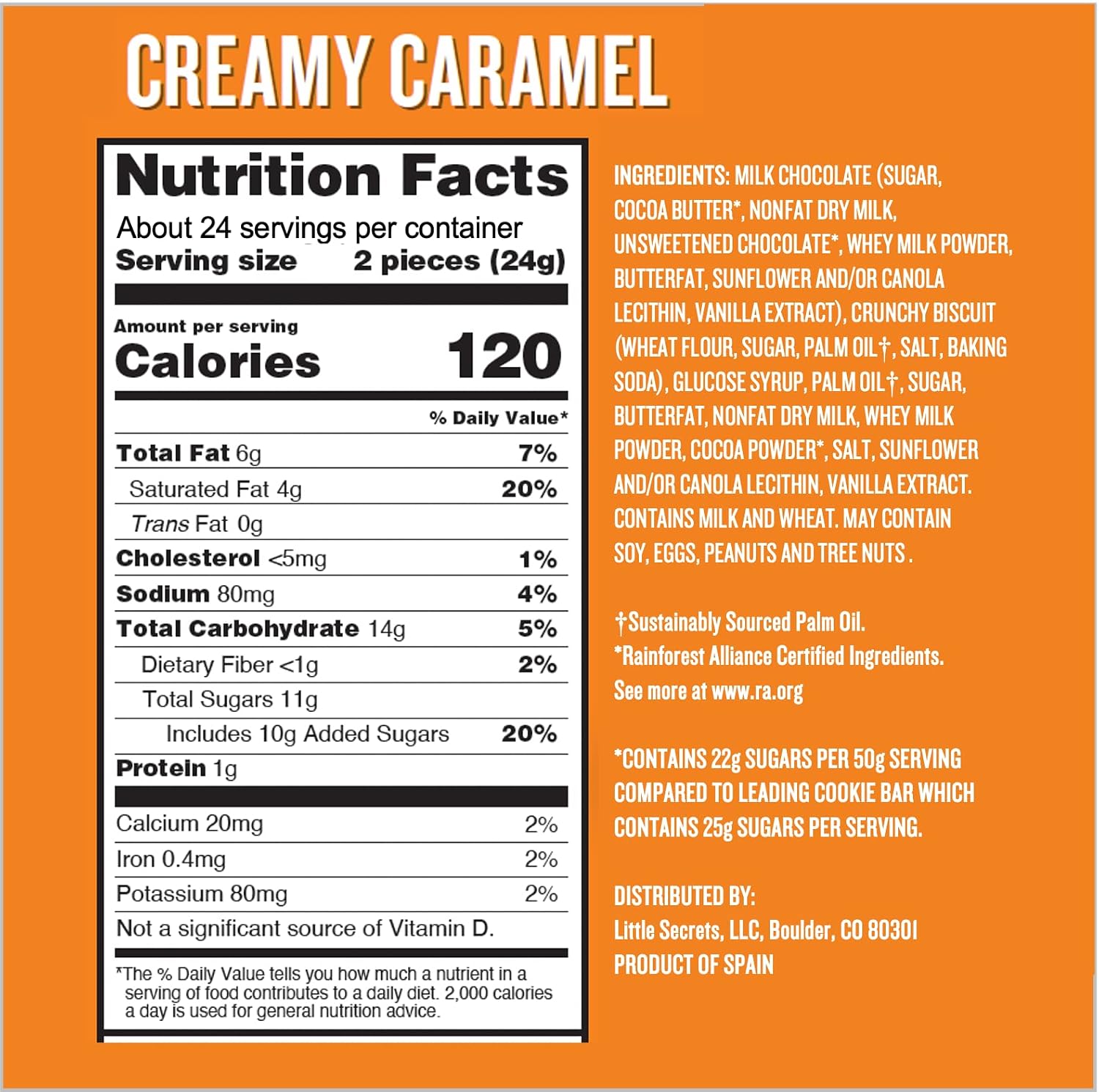 Little Secrets Milk Chocolate Caramel Cookie Bars | 12 Twin Packs | Made in Europe | Nothing Artificial & No Sugar Alcohols | Sustainable Cocoa