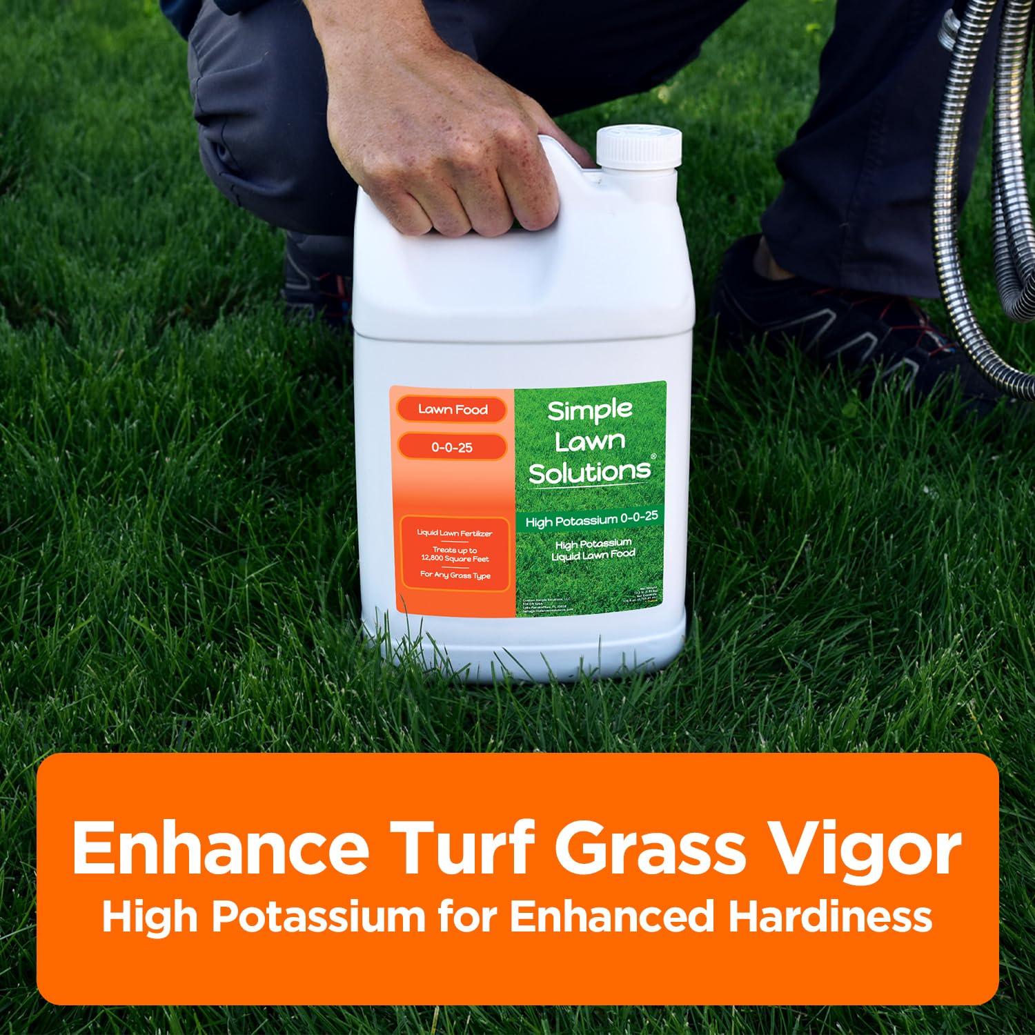 Simple Lawn Solutions - High Potassium Lawn Food Liquid Fertilizer 0-0-25 - Concentrated Spray - Turf Grass Vigor and Plant Hardiness - Summer and Fall - Any Grass Type (32 Ounce)