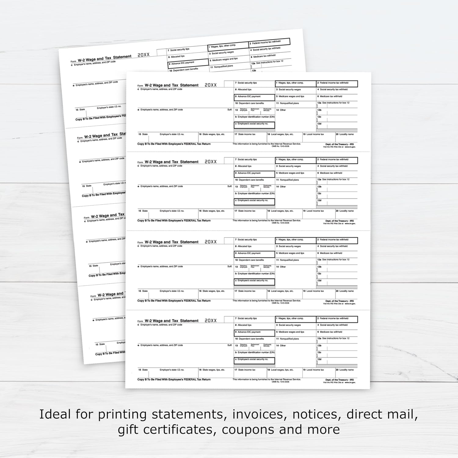 PrintWorks Professional 4 Part Perforated Paper 8.5” x 11” - Perfect For W-2, 1099
