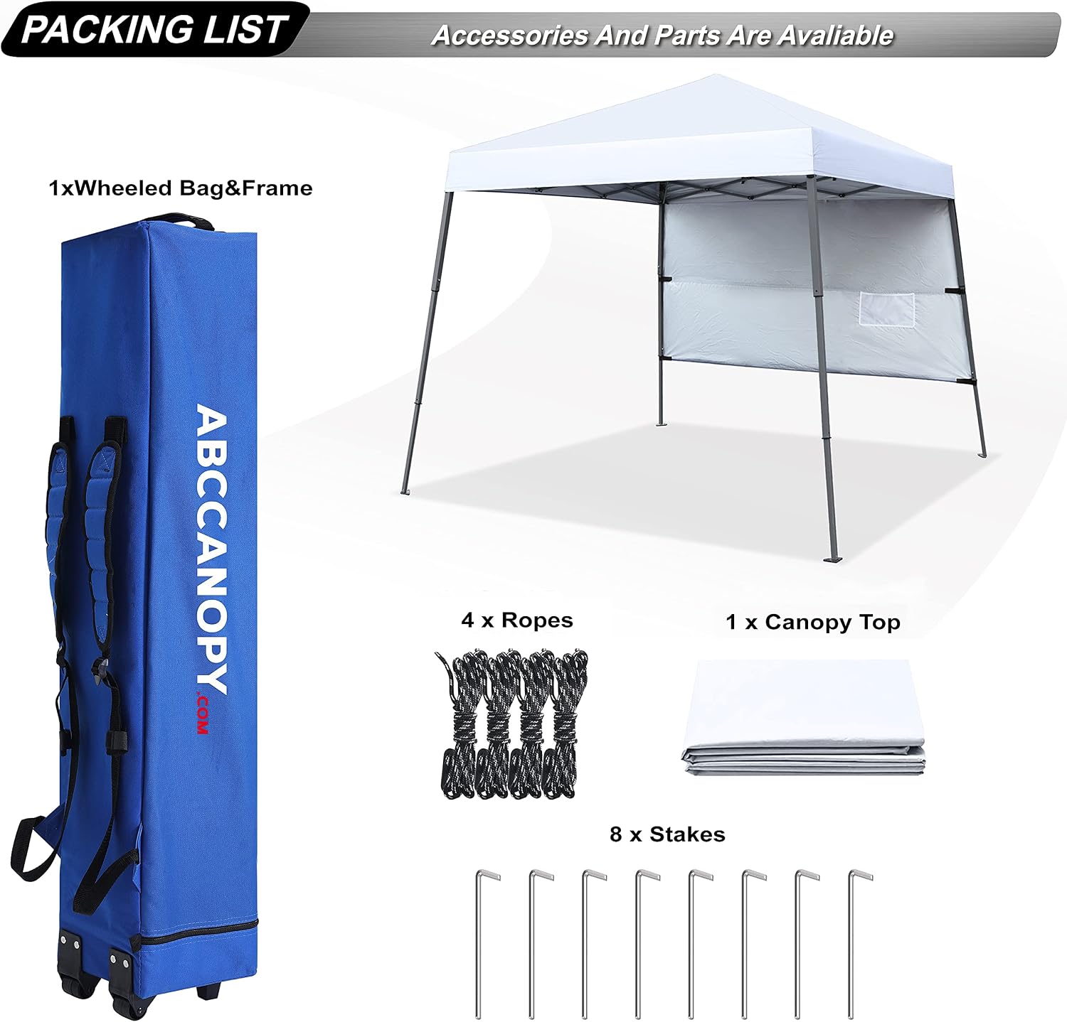 ABCCANOPY Outdoor Pop Up Canopy 10x10 Beach Camping Canopy with 1 Sun Wall, Bonus Backpack Bag, Stakes and Ropes, Sky Blue | Backpack Carry Bag, Stakes & Guy Ropes Included, Easy Setup; For Beach, Camping, Backyard