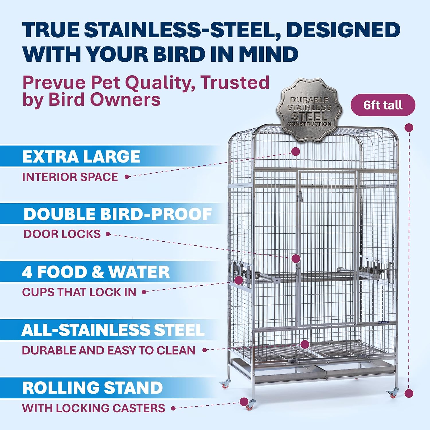 Prevue Pet Products Imperial Extra Large Stainless Steel Bird Cage