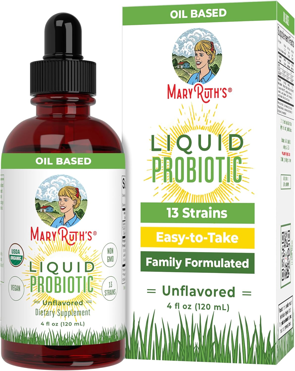 MARYRUTH'S Organic Liquid Probiotic, Digestive & Gut Health, 40 Servings | 2 Billion CFU, 13 Probiotic Strains, Gut Health & Digestive Support, Gas & Bloating Support, Vegan
