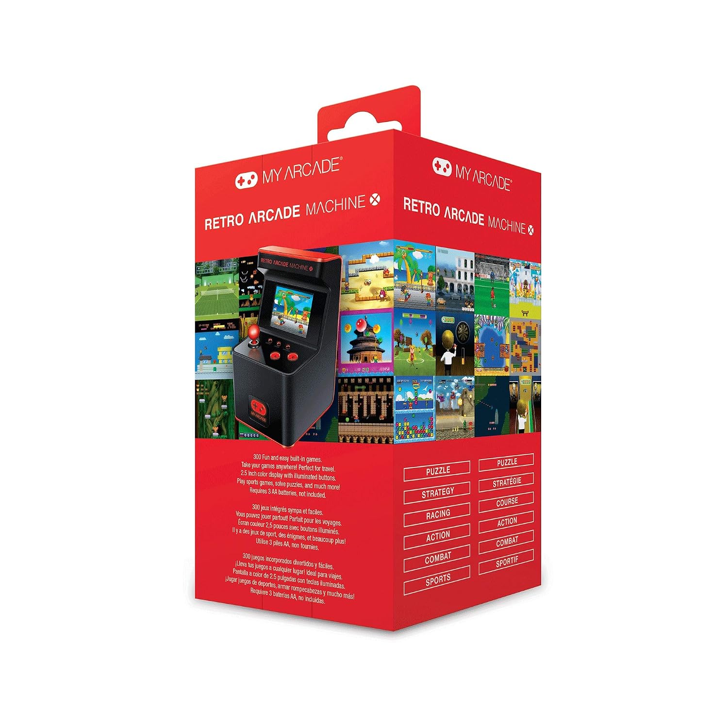 My Arcade Retro Arcade Machine X Mini Arcade: 300 Retro Style Games, 5.75 Inch Tall, AA Battery Powered, 2.5 Inch Color Display