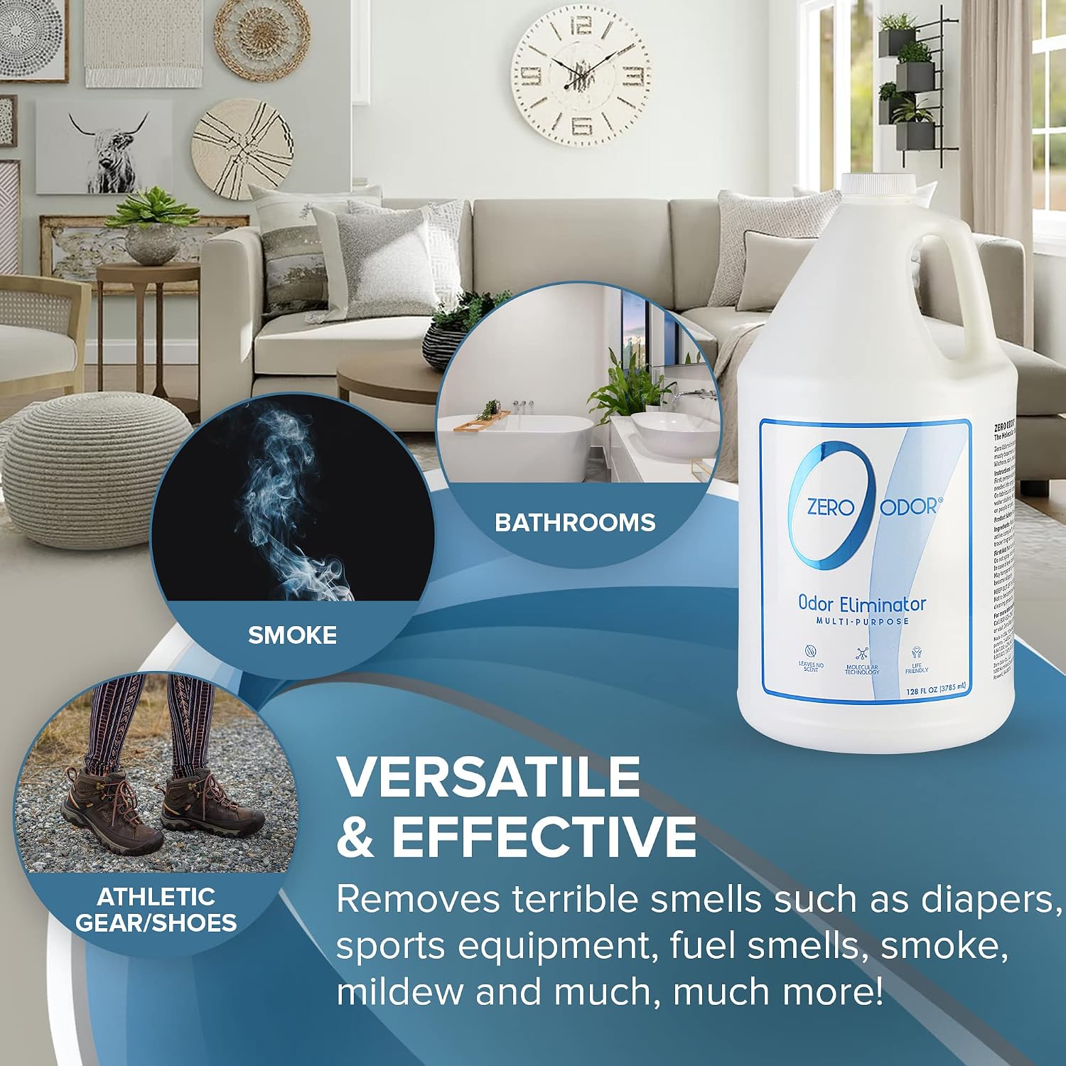 Zero Odor - Multi-Purpose Strong Odor Eliminator for Home, Office, Car, Bathroom, Hotel, Room Deodorizer, and Odor Neutralizer, 16oz
