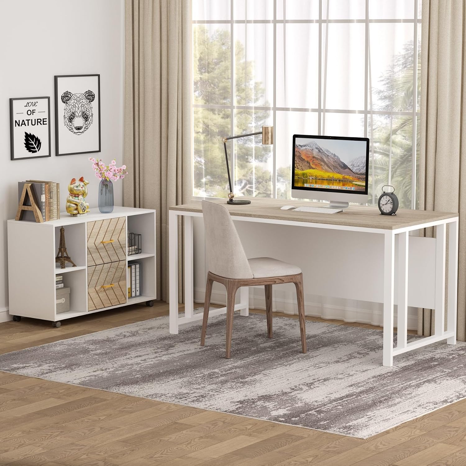 Tribesigns 2 Drawer File Cabinet, Large Mobile Lateral Filing Cabinet for Letter Size