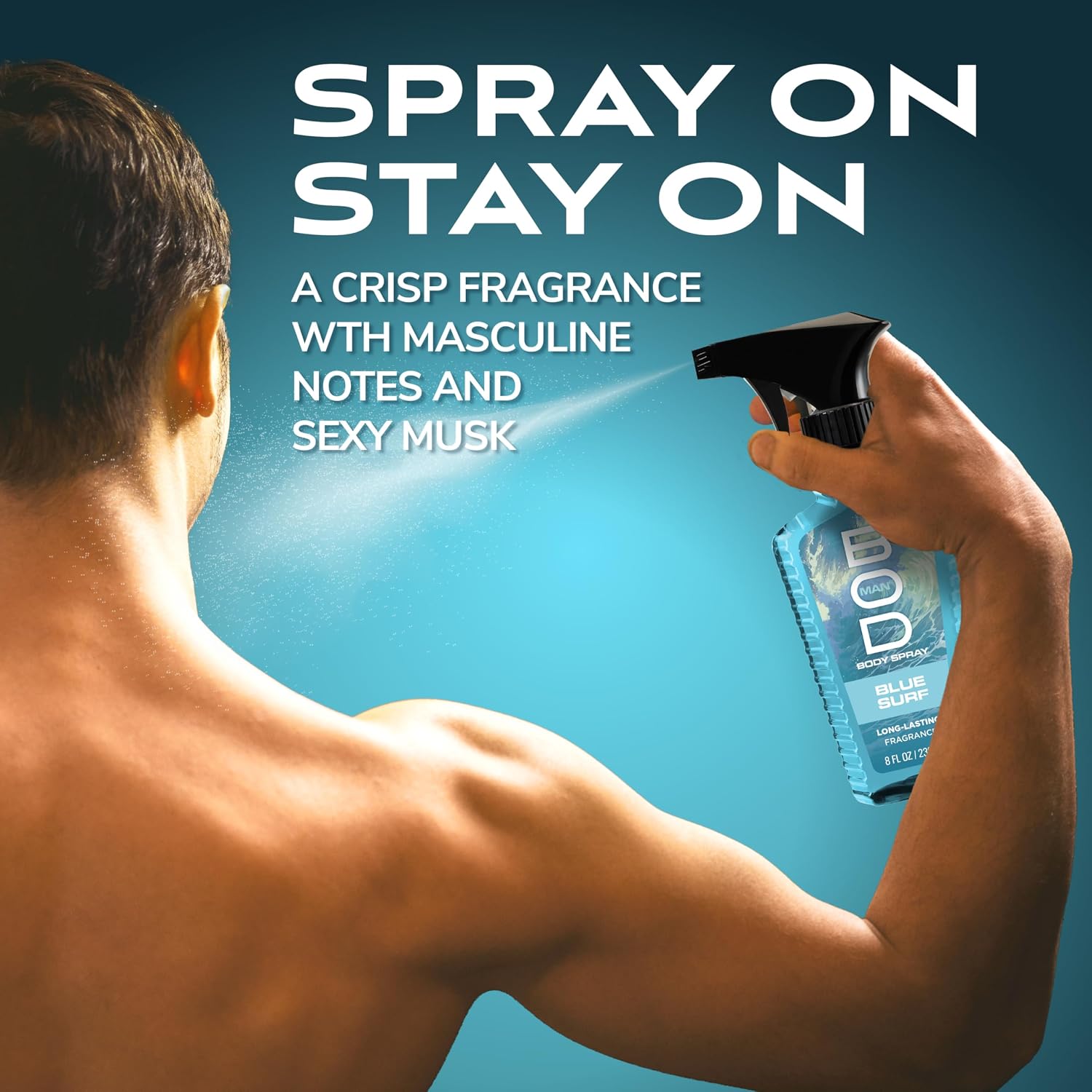BOD man Fragrance Body Spray, Fresh Blue Musk, 8 fl oz
