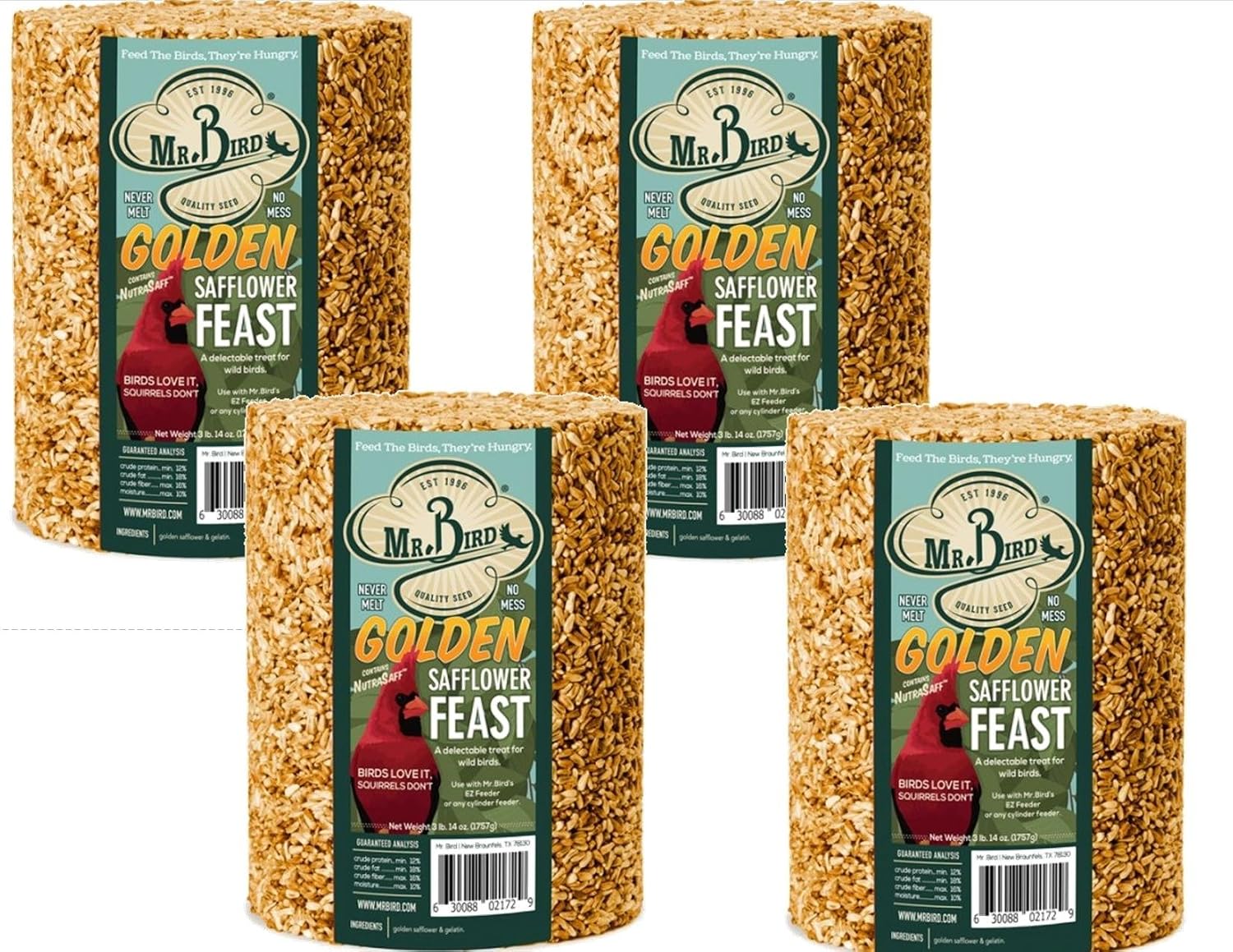 Mr. Bird Golden Safflower Cylinder Large Seed Cylinder 62 oz.