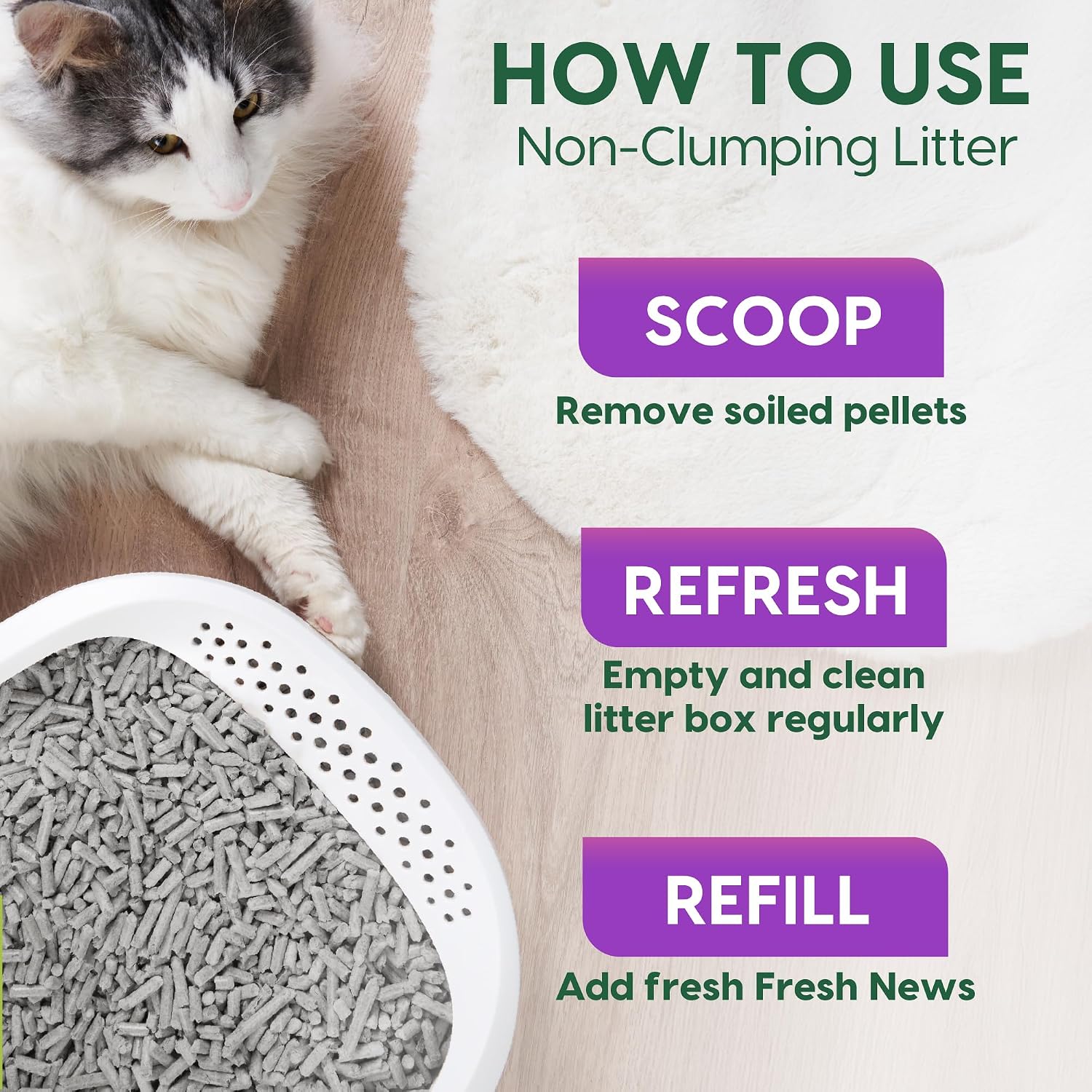 Fresh News Recycled Paper Original Pellet Cat Litter, 25 Pound, Non-Clumping, Unscented, Made in USA