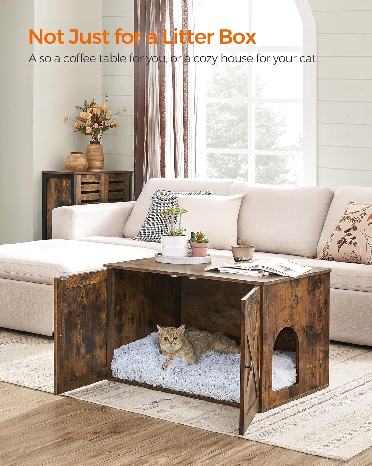 Feandrea Cat Litter Box Enclosure, End Table, 31.5 x 20.9 x 19.7 Inches
