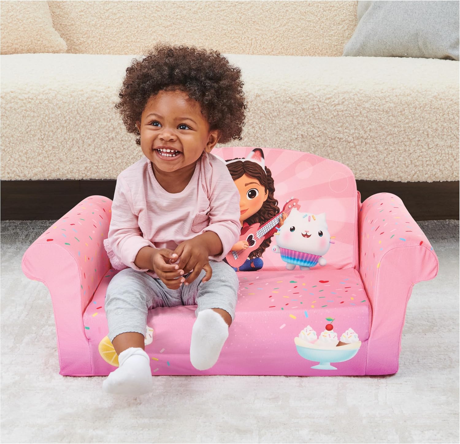 Marshmallow Furniture, Children's 2 in 1 Flip Open Foam Sofa, Minnie Mouse, by Spin Master | Pullout Foam Sleeper for Folding Lounging, Sitting, and Napping for Toddlers & Kids, Bedroom and Playroom Use