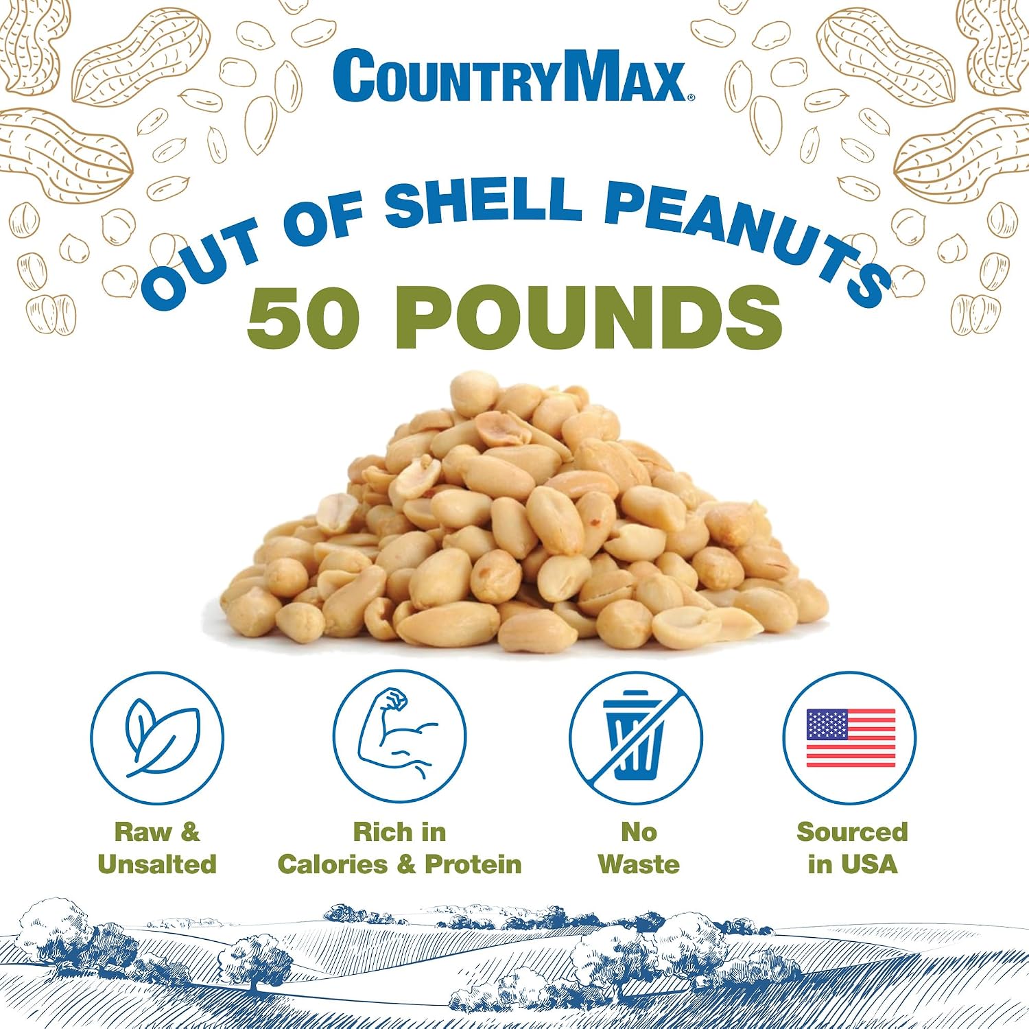 CountryMax Backyard Seeds Shelled Whole Peanuts for Woodpeckers, Birds, Squirrels & Wildlife – Premium Wild Animal Food, 10 lbs Bag