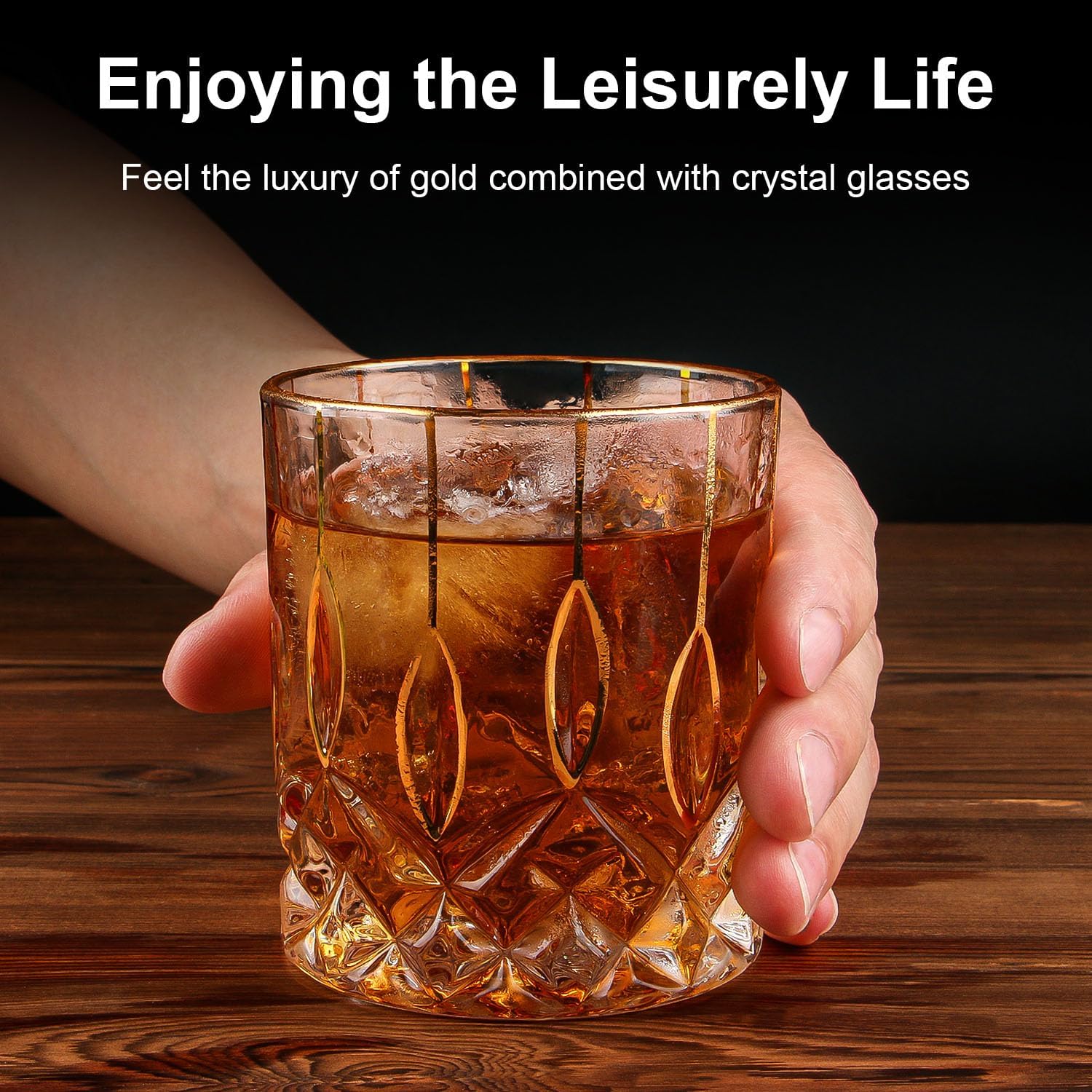 GLASKEY 12 oz Storm Japanese Whiskey Glasses Set of 4, Unique Cognac Glasses, Heavy Thick Bottom Bar Glass for Scotch Bourbon Rum Gin Water Cocktail,Gifts Men Gifts Ideas