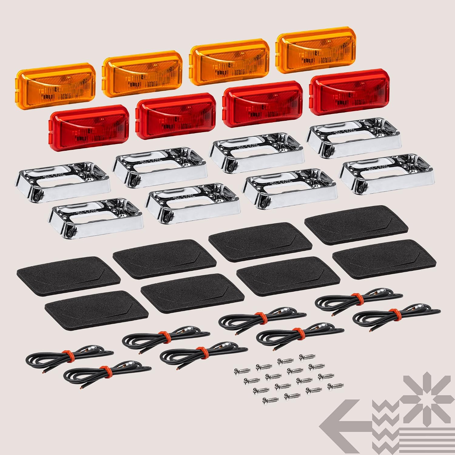 TRUE MODS 2pc 2.5" Amber Rectangle LED Trailer Marker Lights for Truck RV