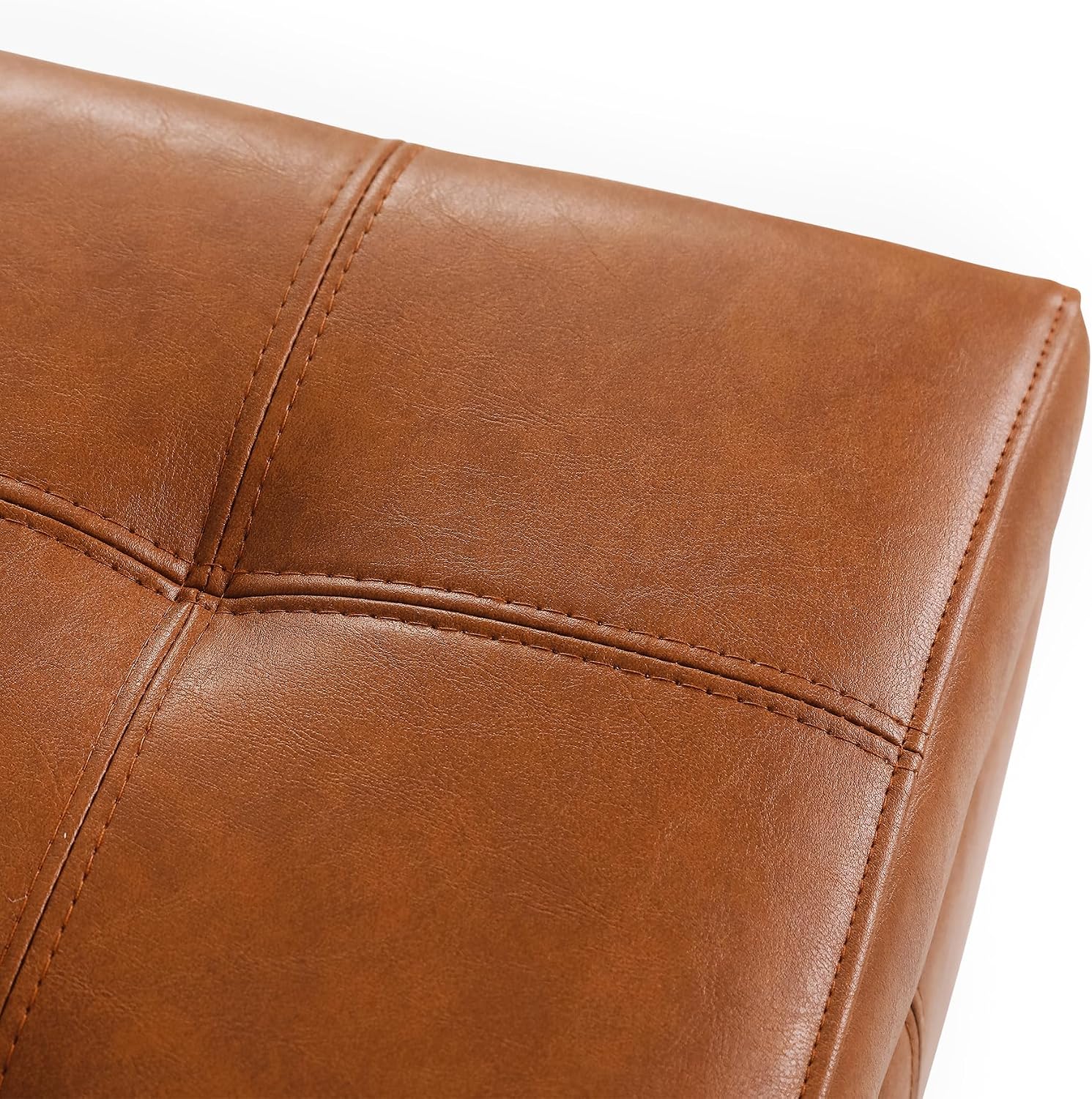 51 Inch Storage Bench,Leather Tufted Storage Ottoman with Legs | Safety Hinges,Wooden Legs,Upholstered,End of Bed,Bedroom,Living Room,Entryway,330LBS,Brown