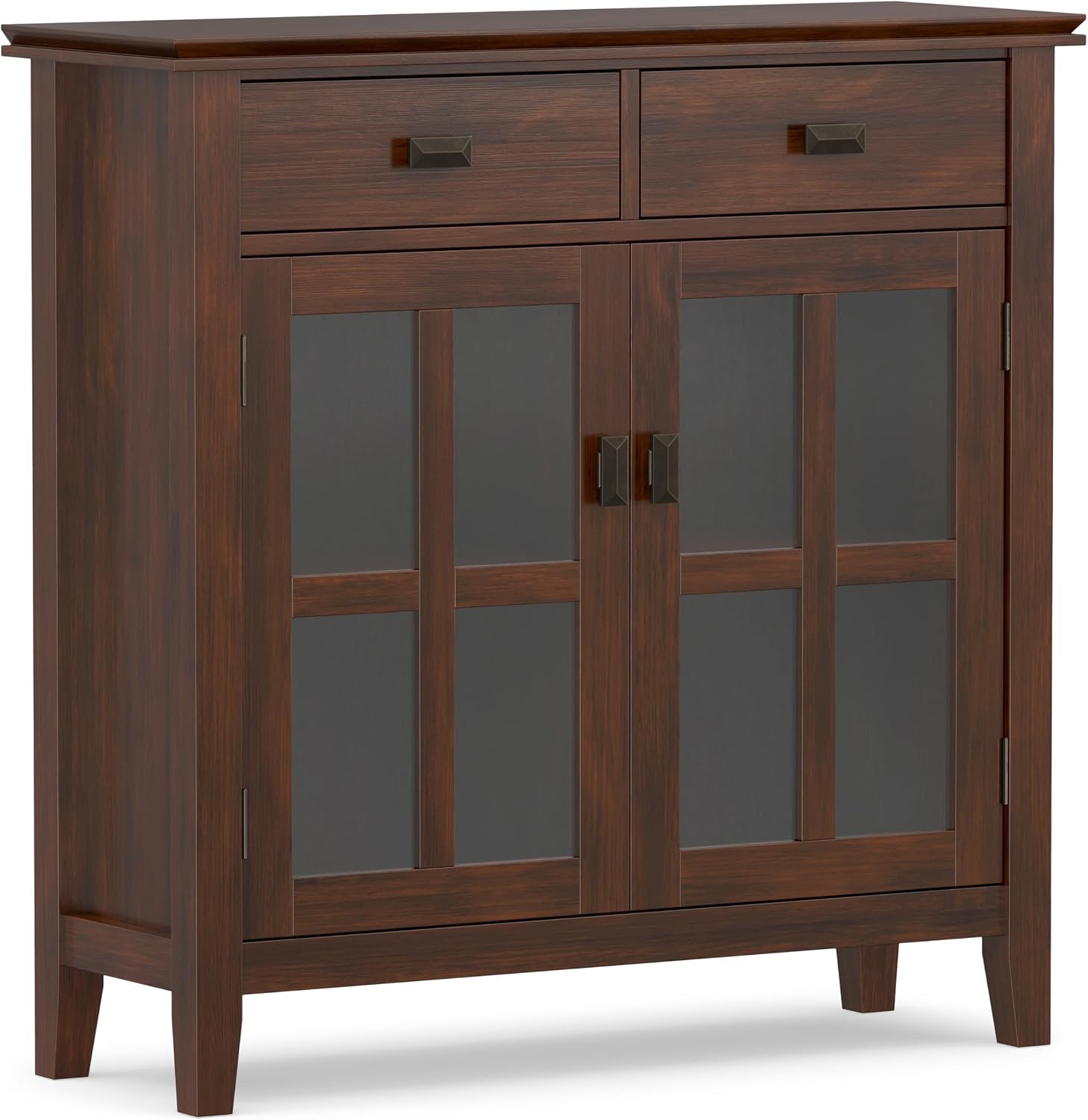 SIMPLIHOME Artisan 30" Wide Solid Wood Cabinet in Russet Brown