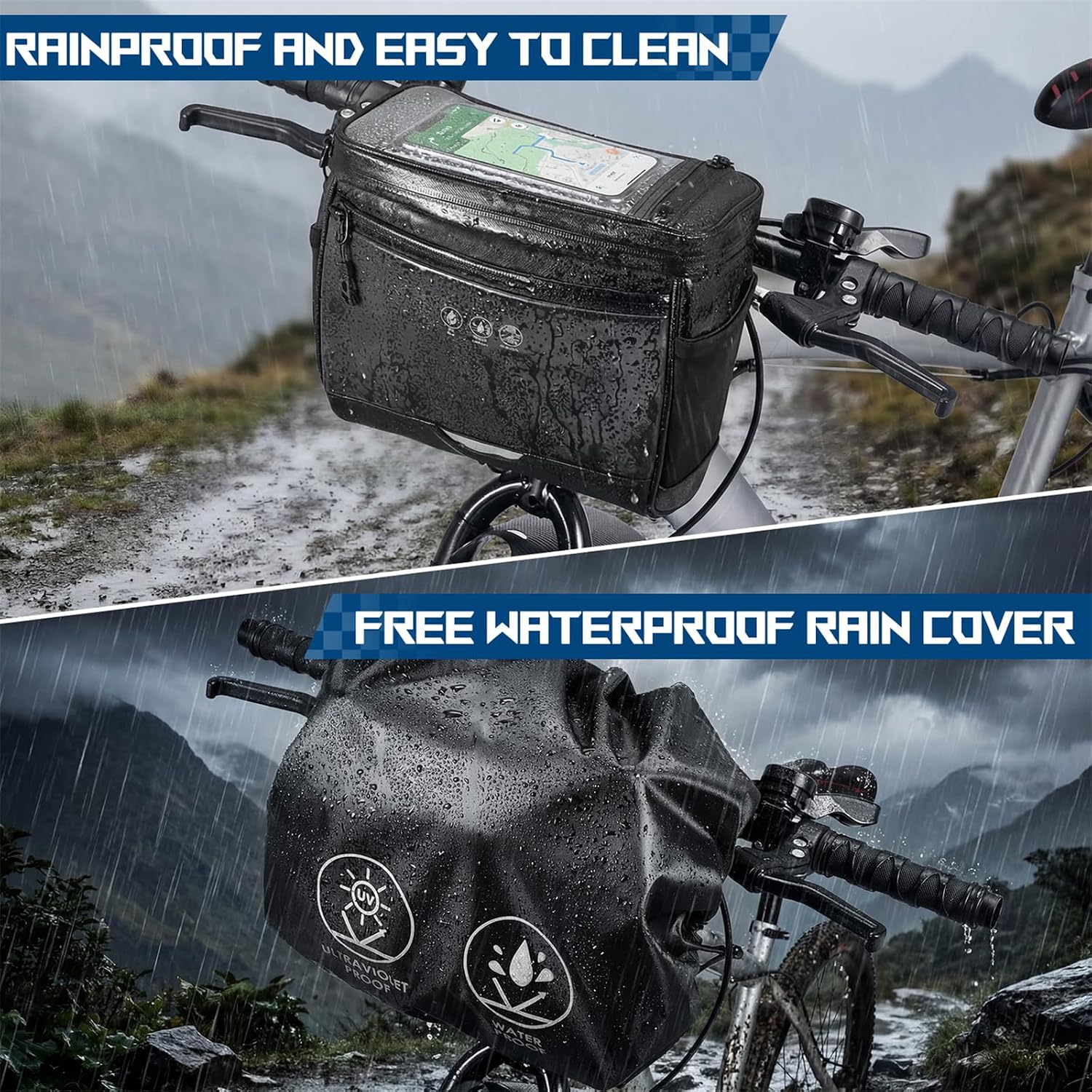WOTOW Bike Handlebar Bag, Waterproof & with Sensitive Touch Screen, 3.5L