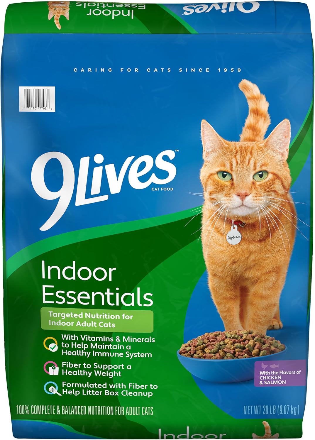 9Lives Indoor Essentials Dry Cat Food with Chicken & Salmon, 12 lb. Bag | 100% Complete & Balanced Nutrition For Indoor Adult Cats With Lean Protein & Fiber To Help Support A Healthy Weight