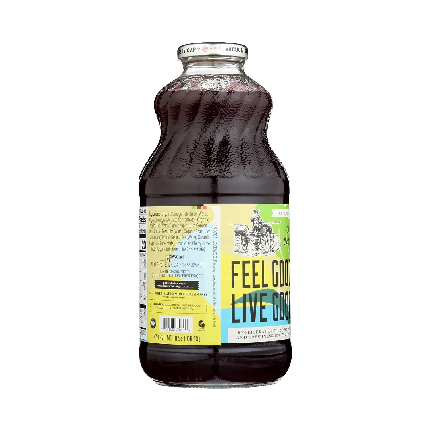 Lakewood Organic Pure Cranberry, Fresh Pressed, 32 Fl Oz (Pack of 6)