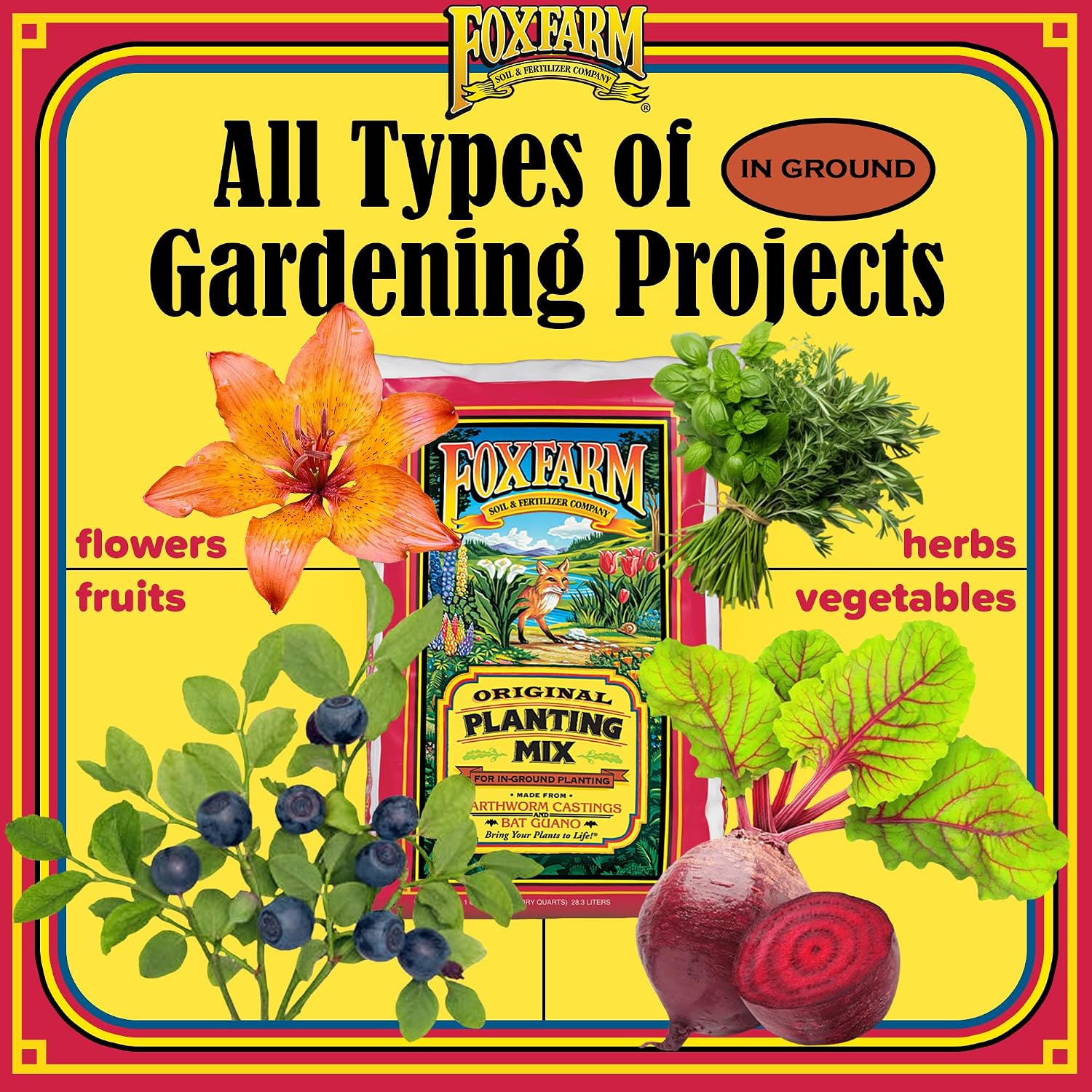FoxFarm Original Planting Mix, 1cu ft - for In-Ground Planting, All Gardening Applications