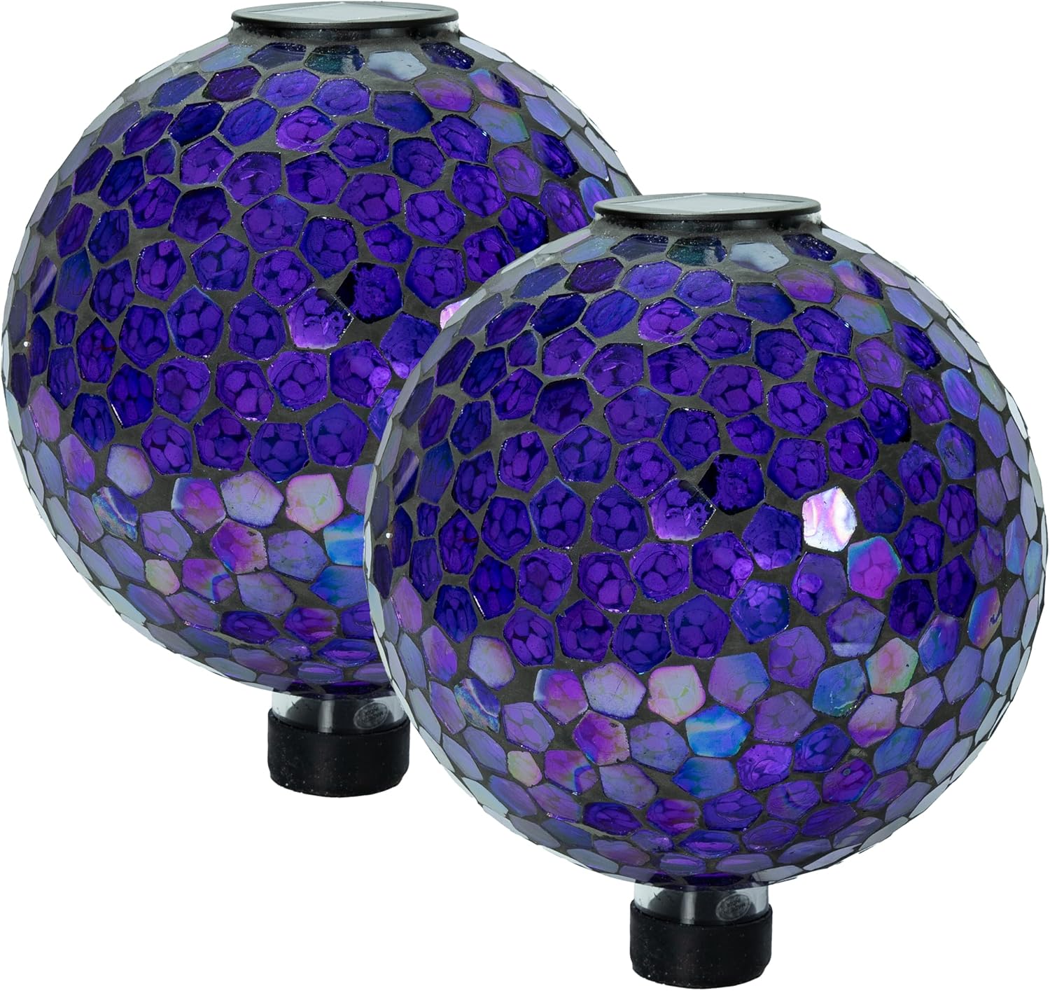 Sunnydaze Solar Gazing Ball for Garden, Mosaic Cool Blooms