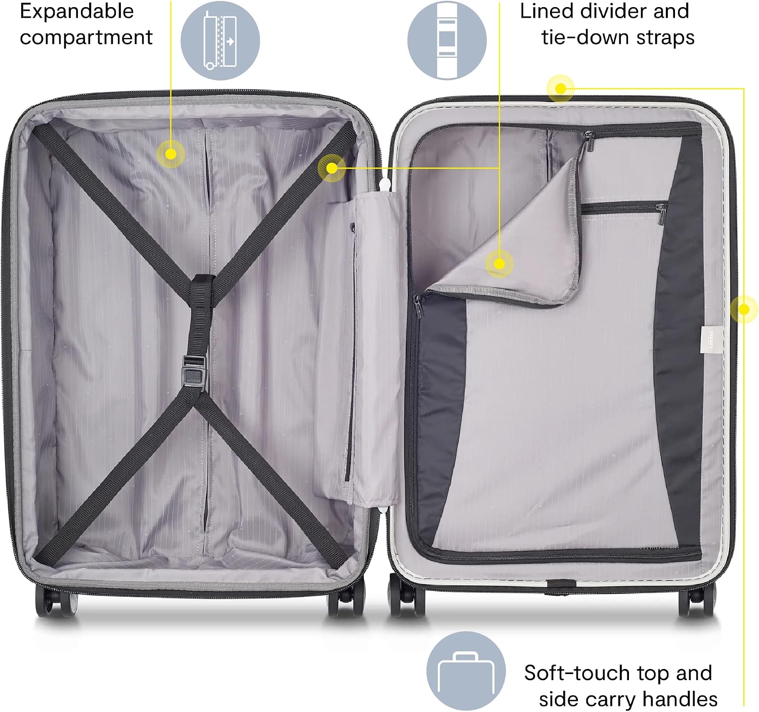 DELSEY PARIS Titanium Hardside Expandable Luggage with Spinner Wheels Carry-On Luggage, Graphite, Carry-On 19 Inch