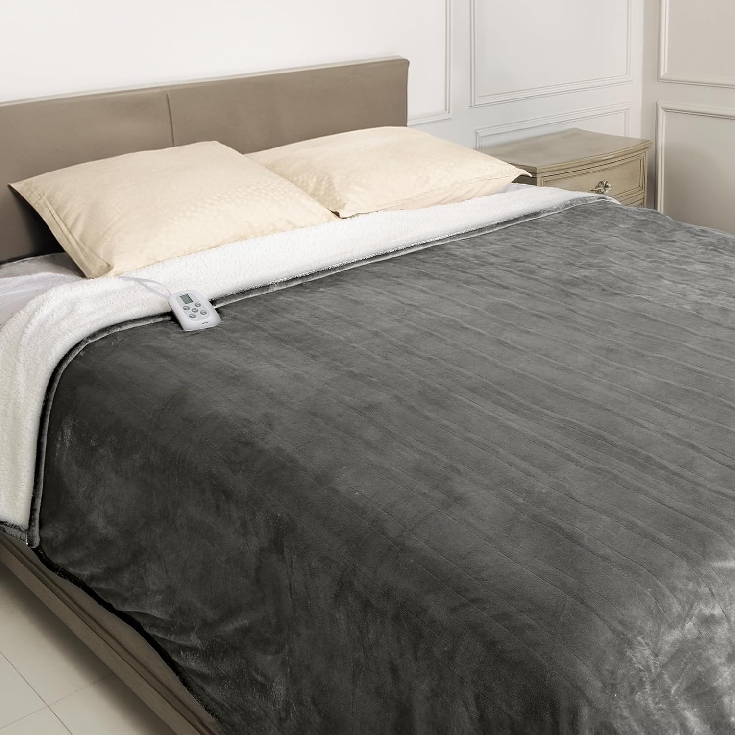 SUNVIVI Heated Blanket King Size, Heating Electric Throw Blanket Dual Control, 10 Heat Settings, 12 Hours Auto Off, Machine Washable, ETL Certified