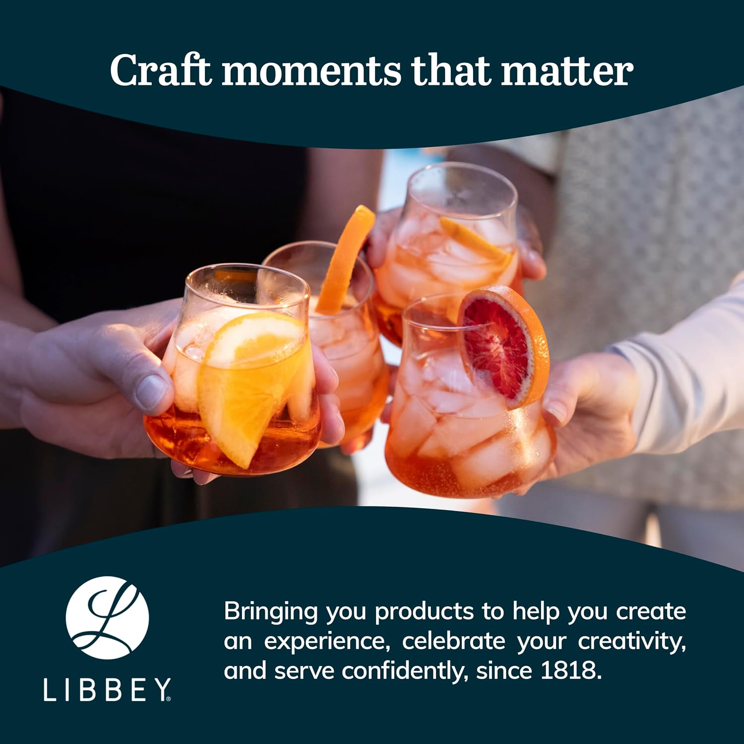 Libbey Classic Blue All-Purpose Stemless Wine Glasses Set 6, Timeless Wine Cups Set of 6, 15.25 Oz, Wine Glass Set for Dinners, Weeknights
