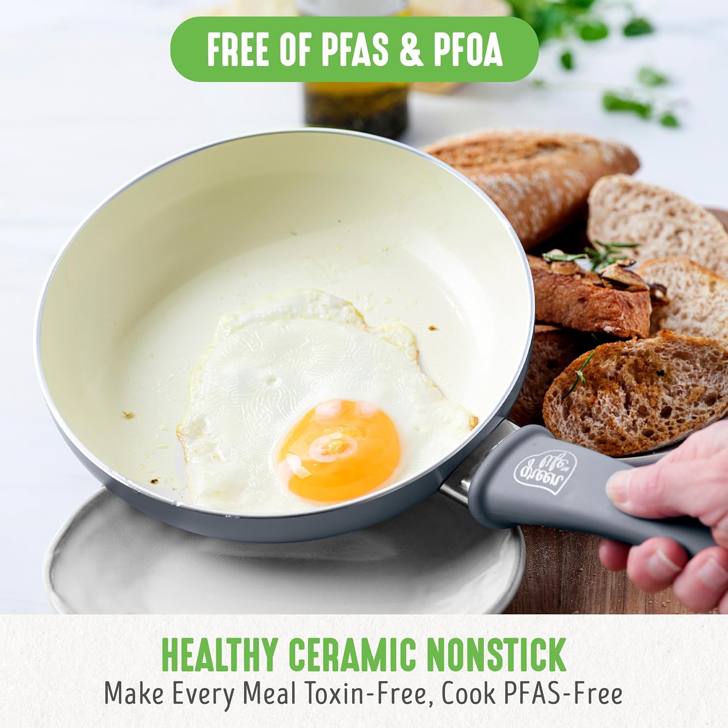 GreenLife Soft Grip Healthy Ceramic Nonstick, 15 Piece Cookware Pots and Pans Set, Induction, PFAS-Free, Dishwasher Safe, Turquoise