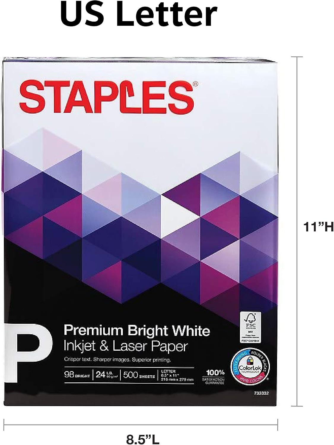 Staples Laser Paper 8.5 x 11 Inch 28 lb 98 Bright High‑Quality Prints, 500 Sheets | Heavyweight paper for crisp, professional prints in laser printers and copiers.