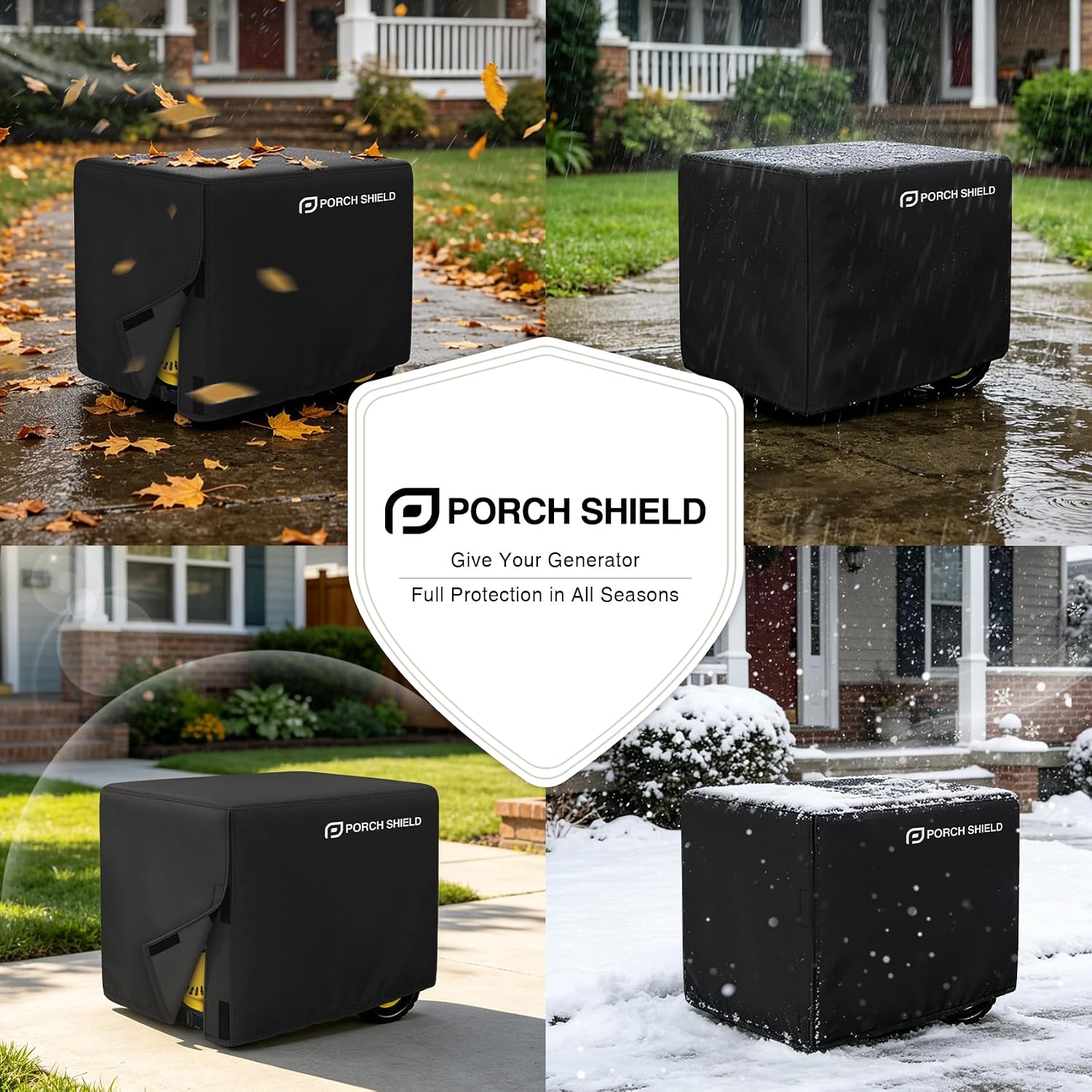 Porch Shield Waterproof Universal Generator Cover 32 x 24 x 24 inch - for Most Generators 5000-10000 Watt, Black