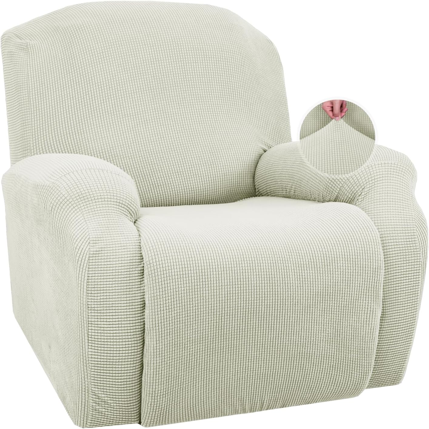 JIVINER Super Stretch Recliner Chair Covers 4 Pieces Sofa Slipcover for Reclining Chair Spandex Soft Recliner Slipcover with Pockets Recliner