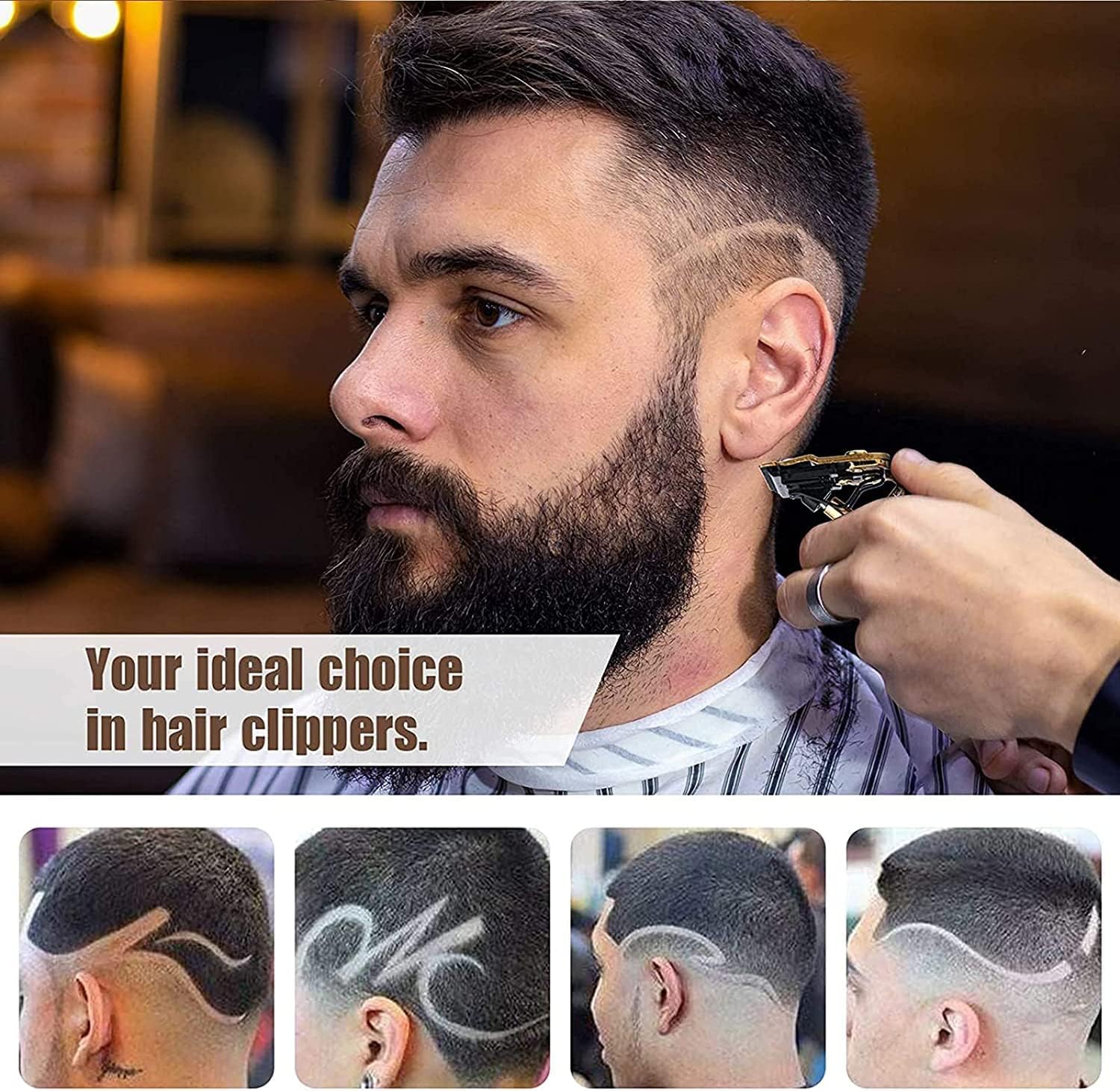 AMULISS Beard Trimmer for Men,Zero Gapped Vintage Professional Hair Clipper