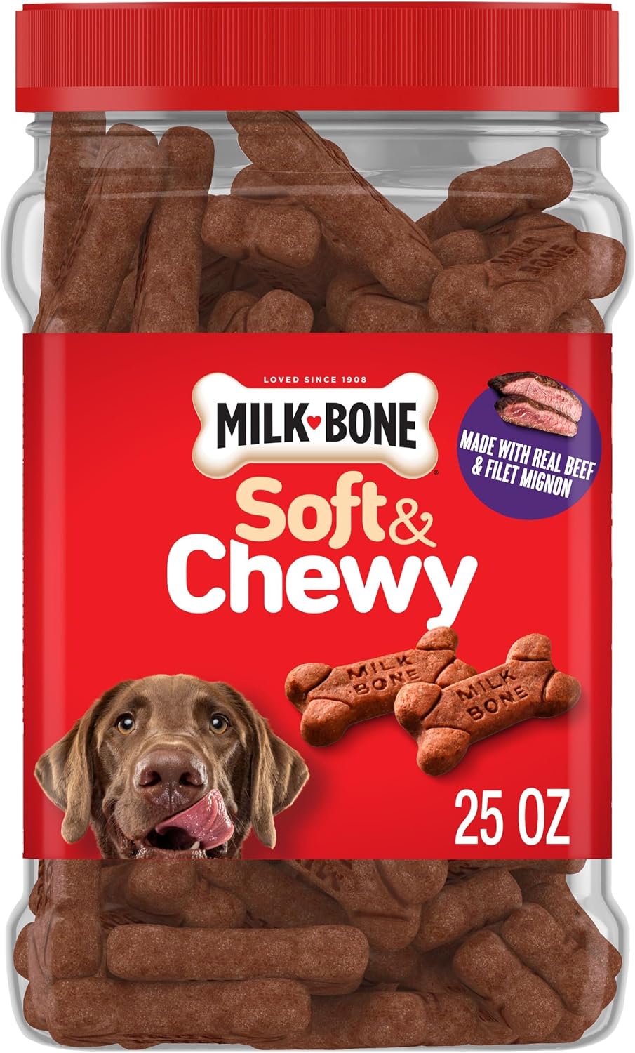 Milk-Bone Soft & Chewy Dog Training Treats, 25 oz Canister | Made with real chicken breast, soft dog treats for training and rewarding, 18% protein, fortified with vitamins and minerals