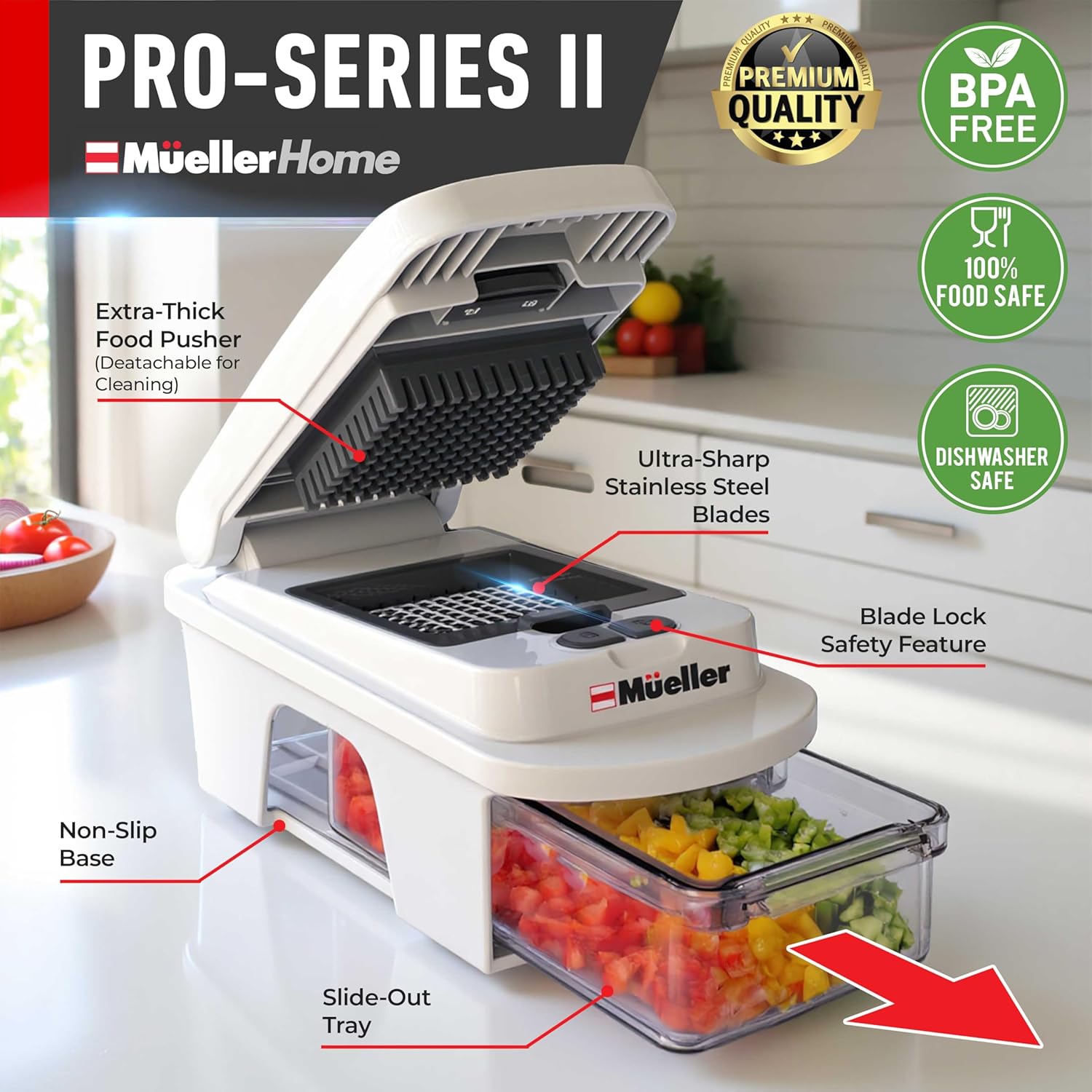 Mueller The Real Original Pro Vegetable Chopper & Mandoline Slicer, 10-in-1