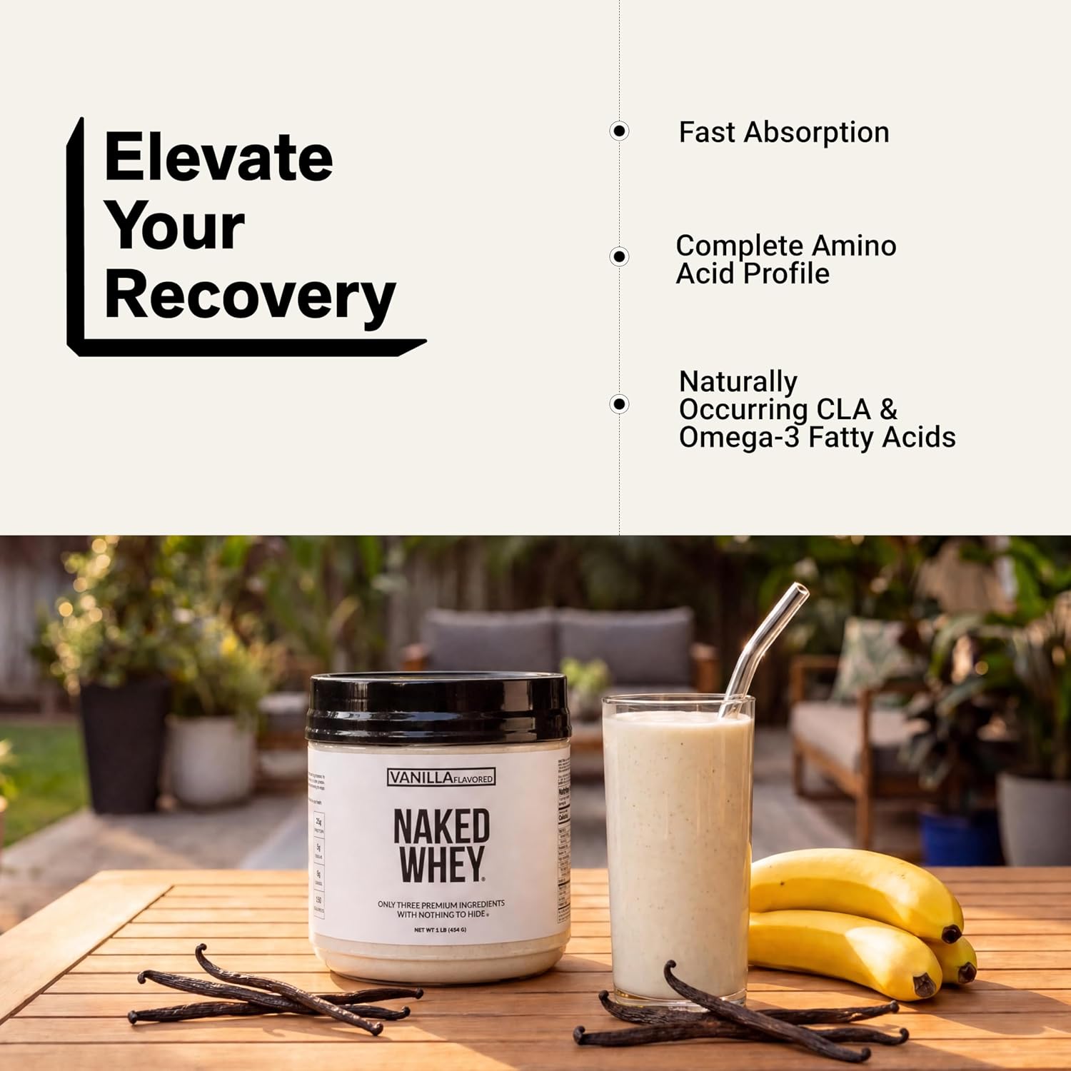 NAKED Whey 5LB 100% Grass Fed Unflavored Whey Protein Powder - Only 1 Ingredient, NSF Certified, Undenatured, Gluten Free, Soy Free, Promote Muscle Growth and Recovery - 76 Servings