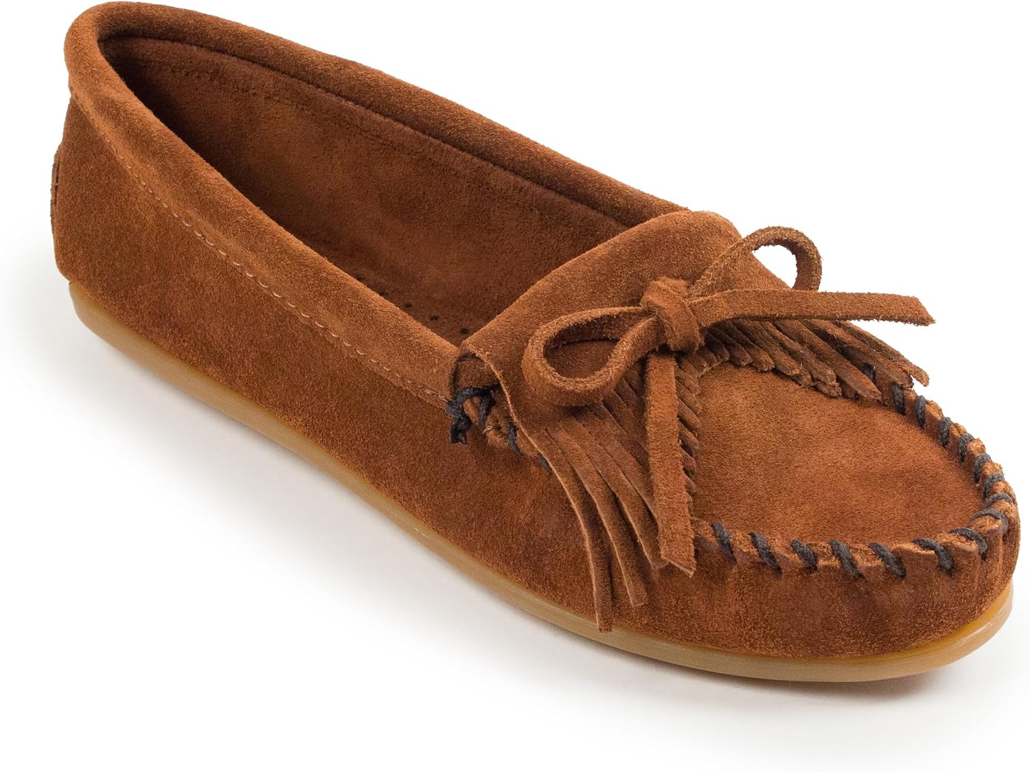 Minnetonka Women's Kilty Suede Hardsole Moccasin