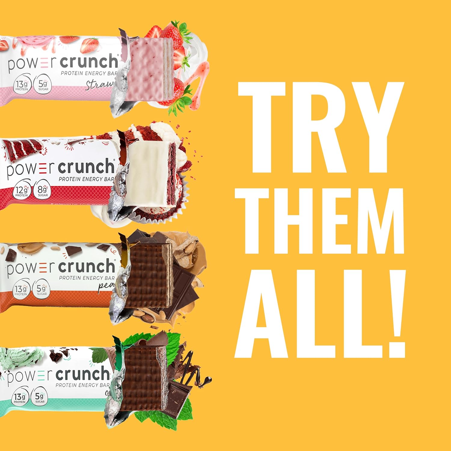 Power Crunch Protein Energy Wafer Bars, Peanut Butter Fudge, 1.4 Ounce (12 Count)
