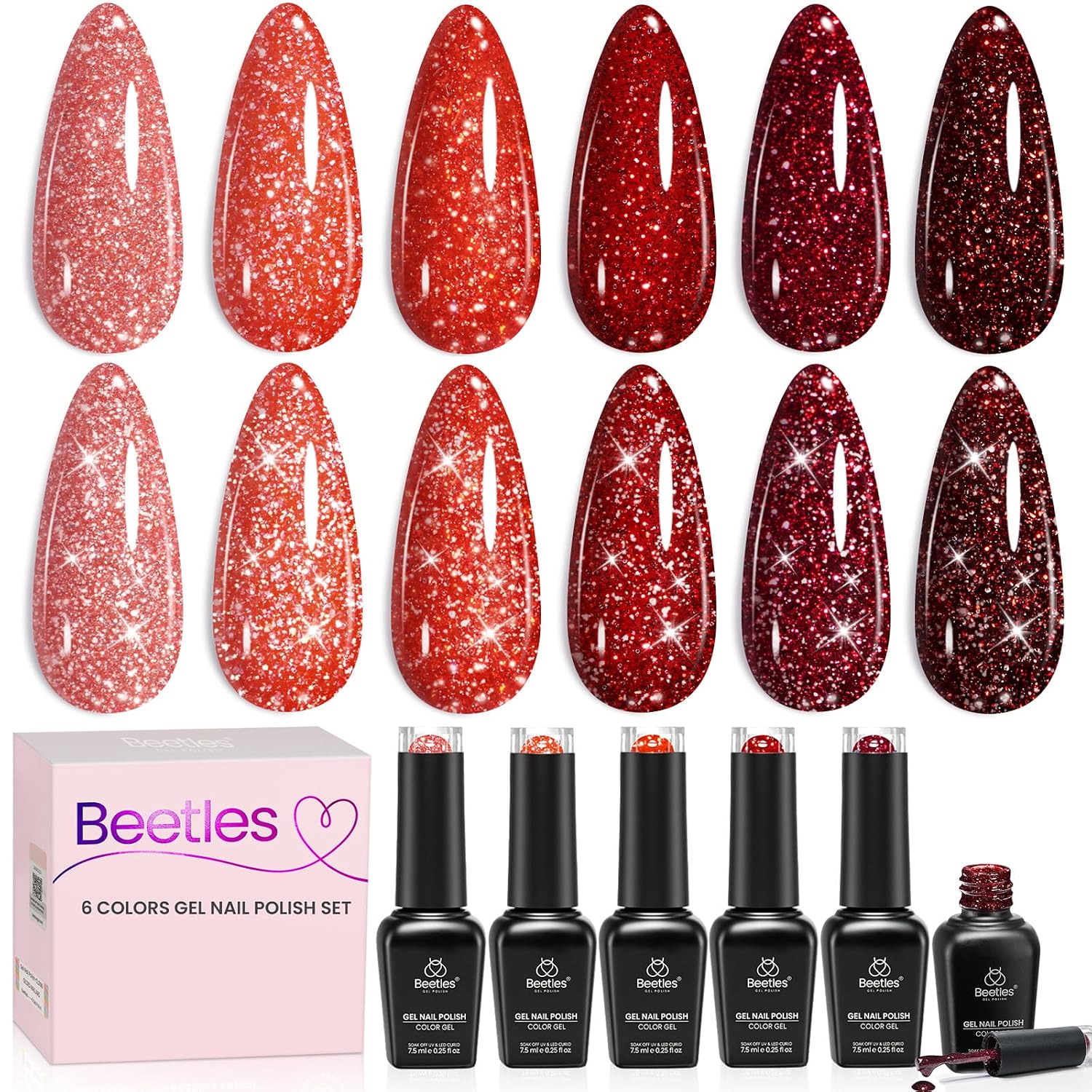 Beetles Green Gel Polish Set, 6 Colors Misty Forest Collection