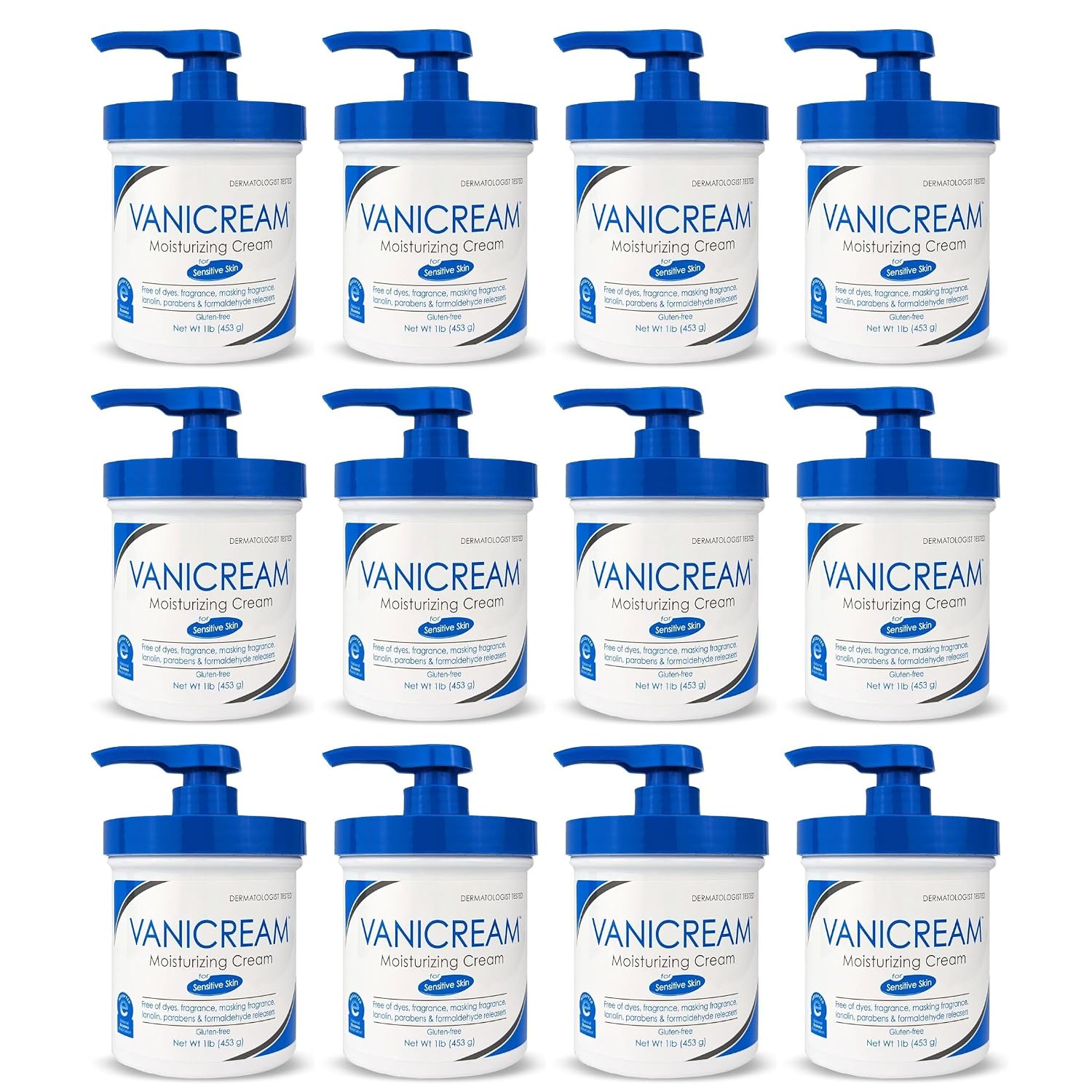 Vanicream Moisturizing Skin Cream for Sensitive Skin 16 oz (Pack of 12)