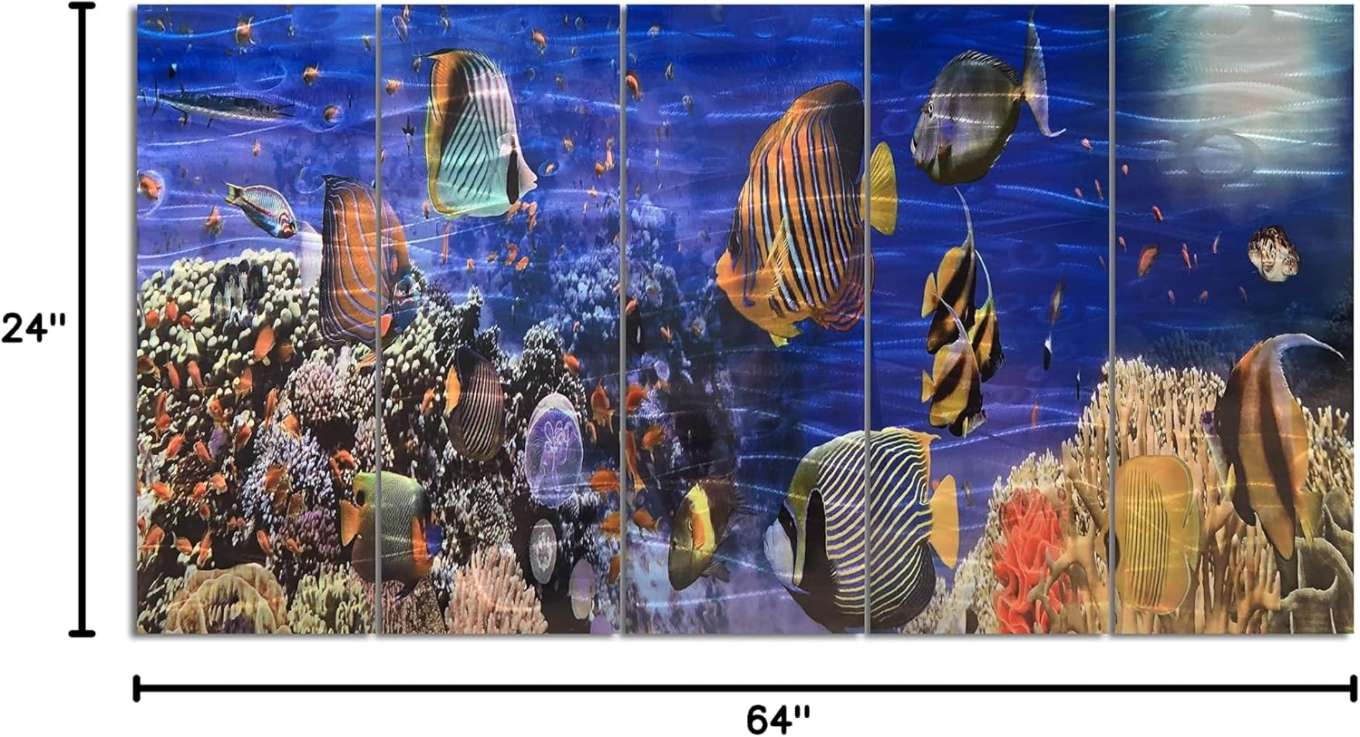 Yihui Arts Handcrafted 3D Metal Wall Art - Ocean Wave Sculpture, 5 - Panel Aluminum Decor for Living Room, Bedroom & Office