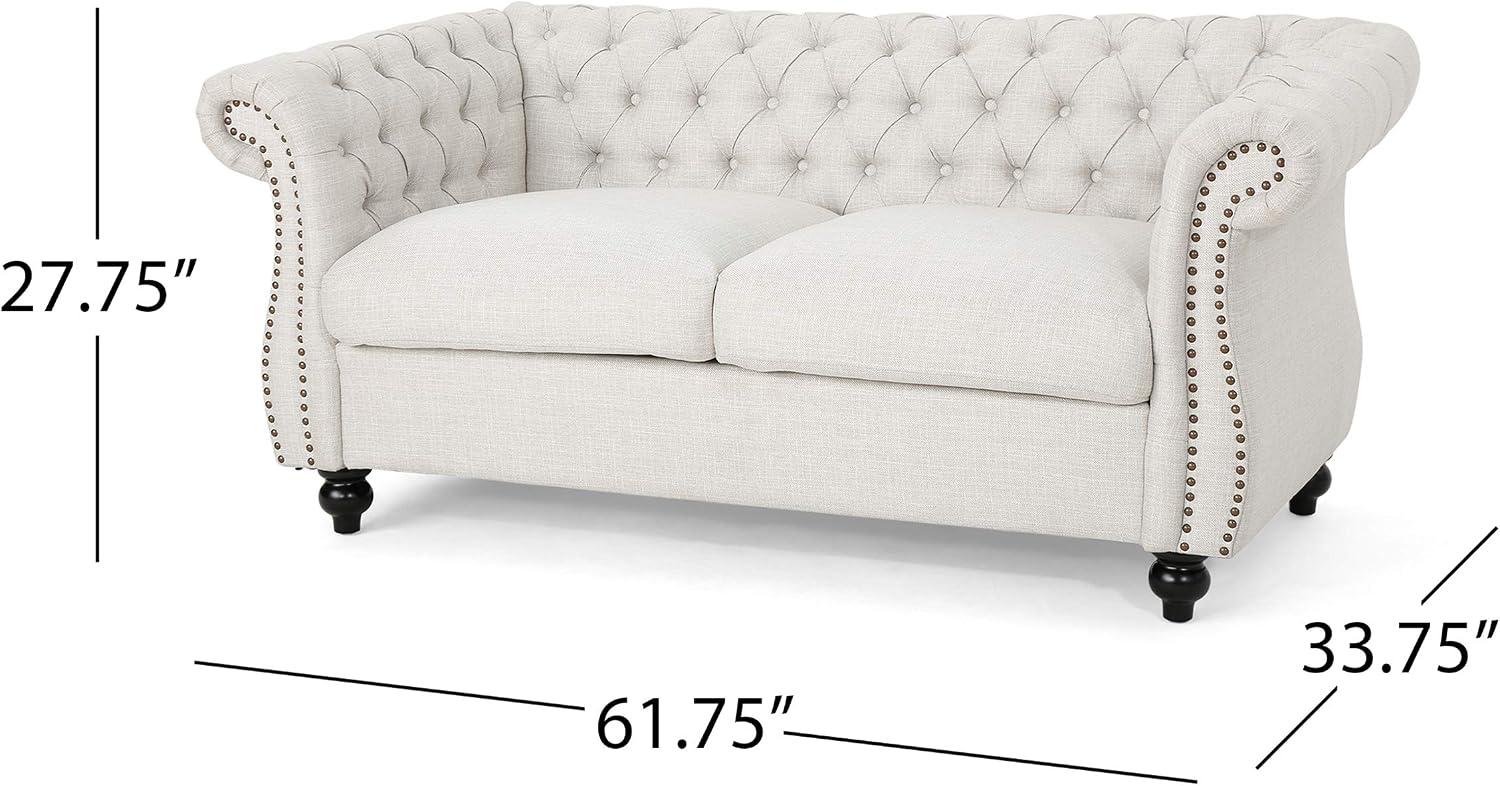 Christopher Knight Home Karen Traditional Chesterfield Loveseat Sofa, BlackBerry and Dark Brown, 61.75 x 33.75 x 27.75