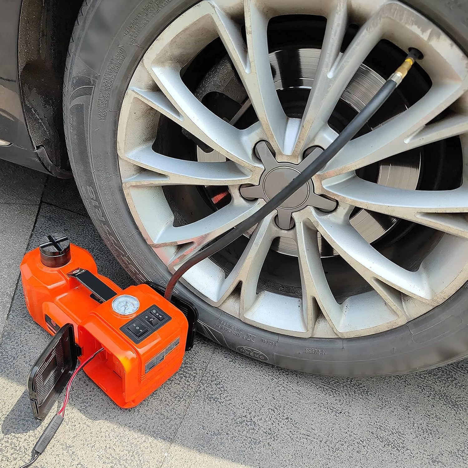 E-HEELP Electric Car Jack Kit 5 Ton 12V with Impact Wrench, 6.1-17.7 in