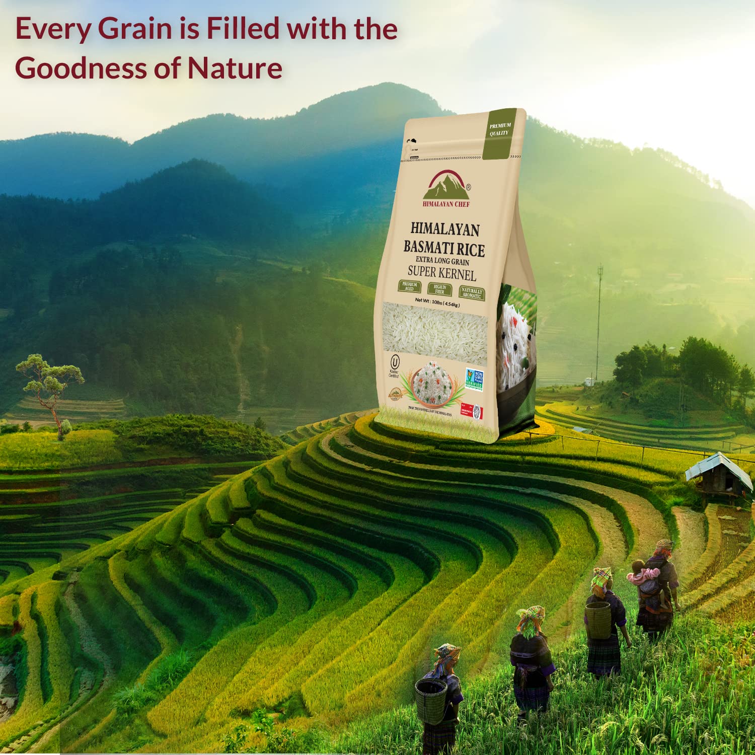 Himalayan Chef Basmati Rice,Extra Long Grain Rice Fluffy Quick Cooking Aromatic - 10 lbs.(Packaging May Vary)