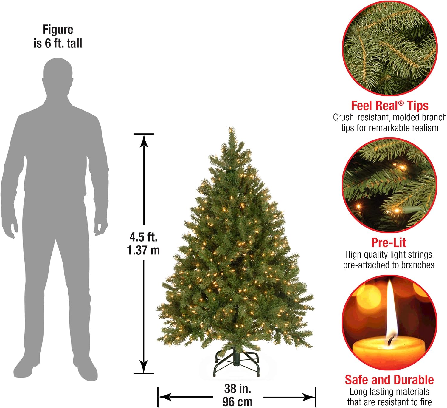 National Tree Company 7.5ft Pre-Lit Downswept Douglas Fir Christmas Tree | 750 Clear Lights, 1,867 Tips, Includes Stand, Artificial, Green