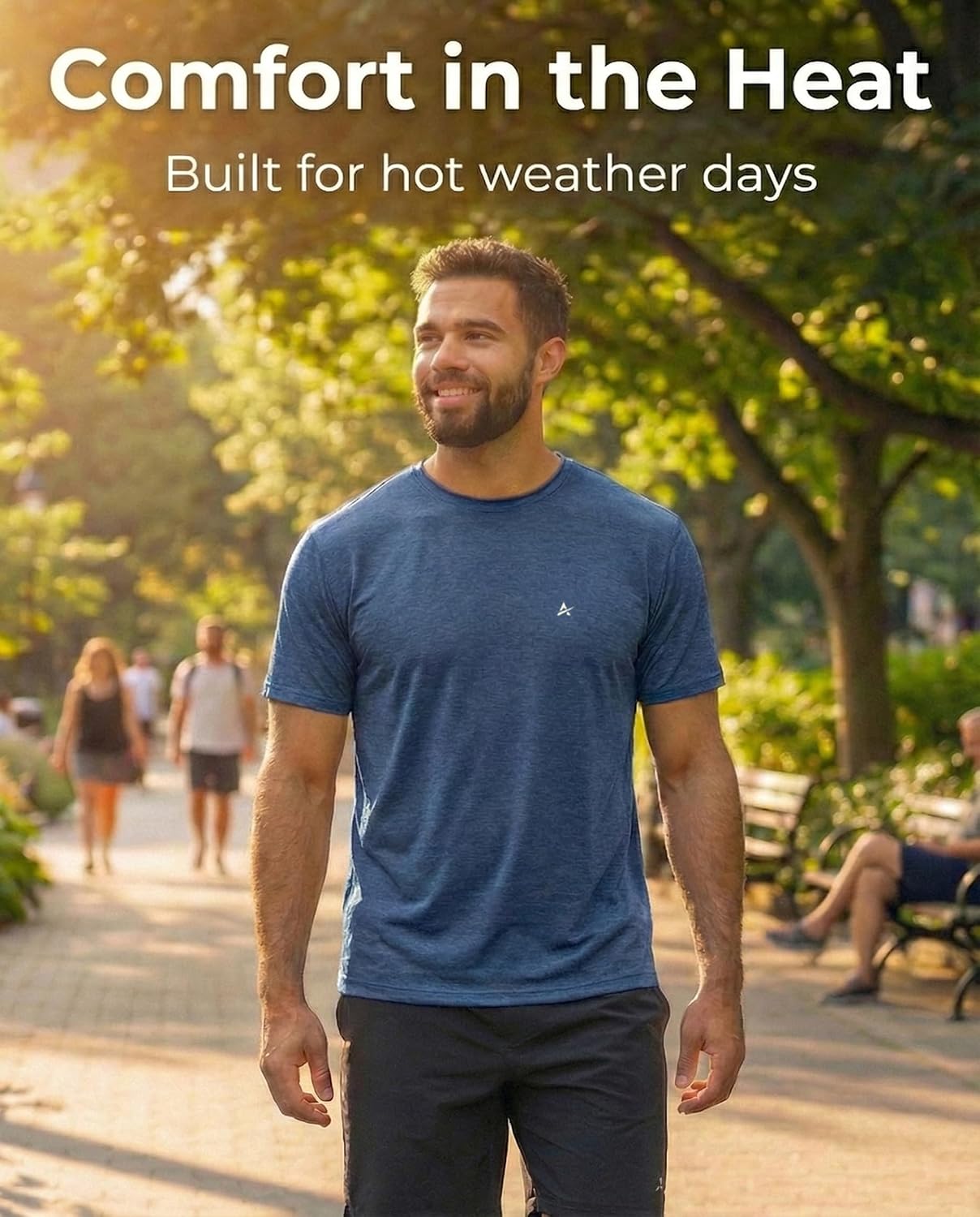 Arctic Cool Men’s Crew Neck Instant Cooling Moisture Wicking Performance UPF 50+ Short Sleeve Workout Shirt