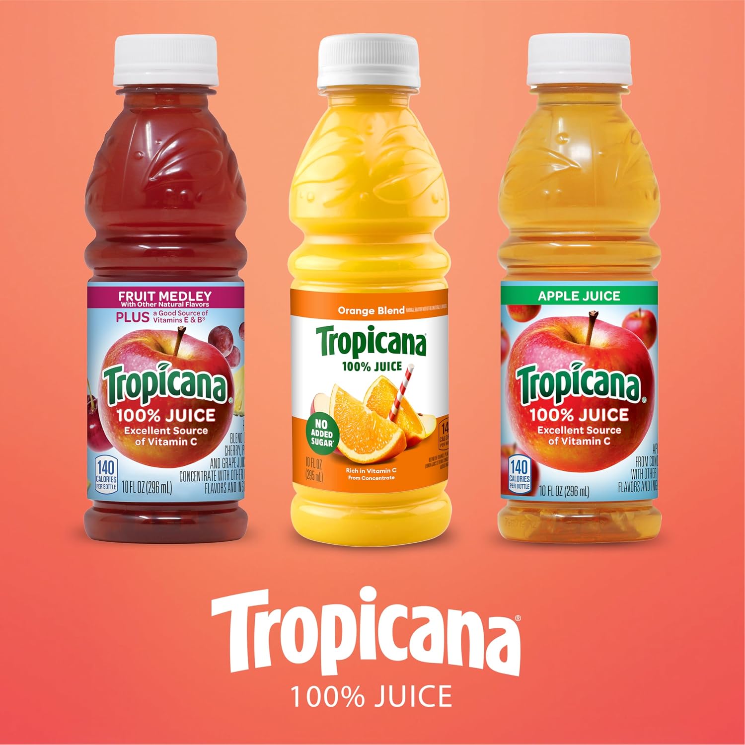 Tropicana Pineapple Peach Mango 100% Juice, 24-pack, 10 fl oz bottles