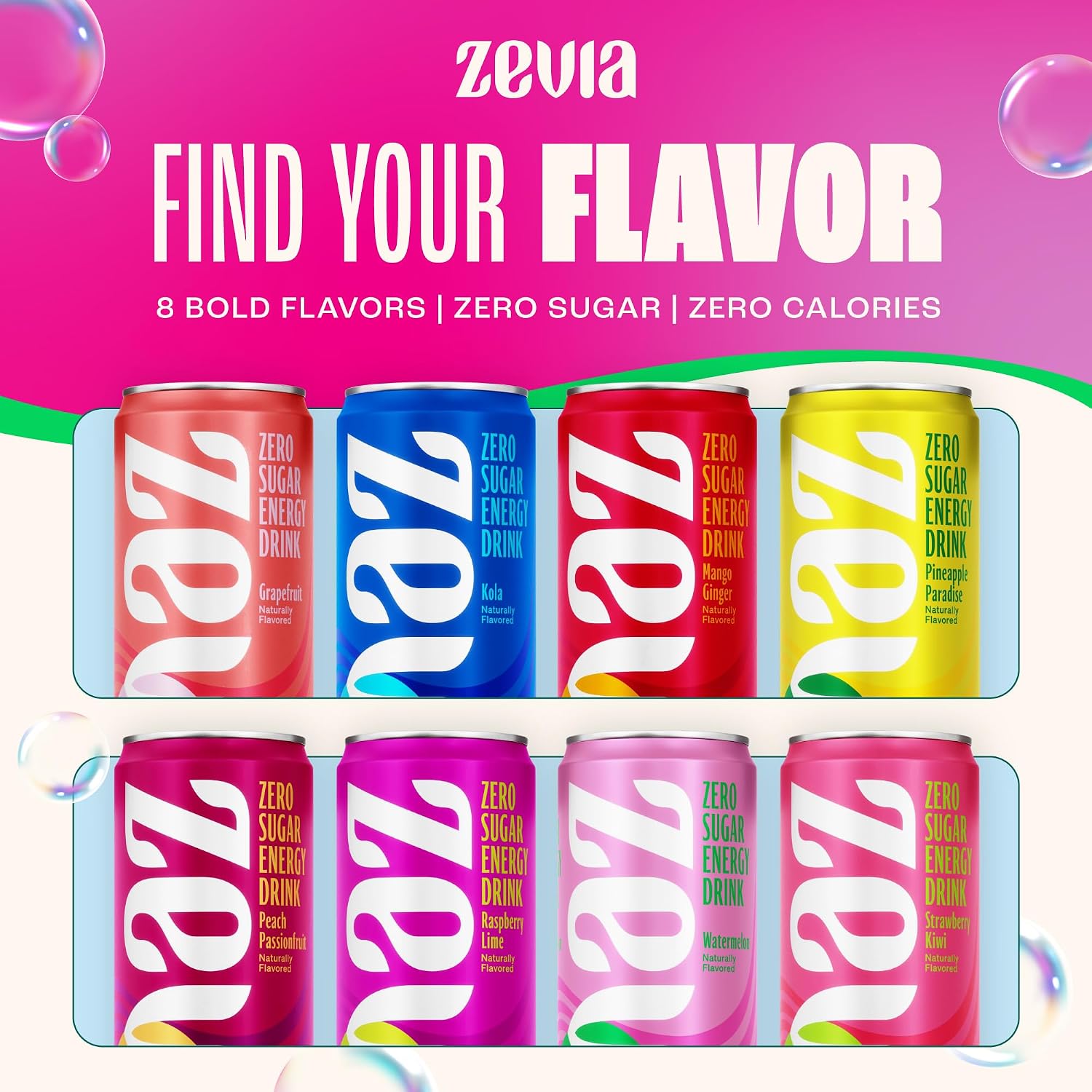 Zevia Zero Sugar Energy Drink, Raspberry Lime, 12 oz Cans (12-Pack) – Naturally Sweetened, Zero Calorie Sugar Free Energy - Non-GMO Project Verified, Gluten-Free, Vegan