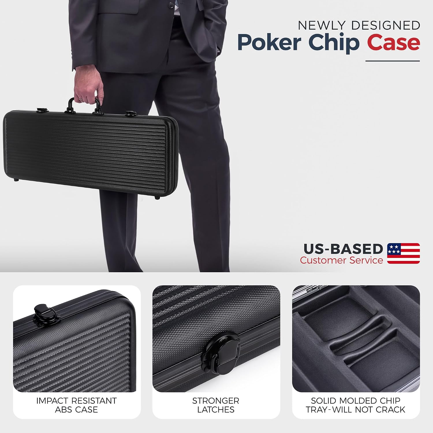 Poker Chips Set - 500pc Monaco Casino 13.5g Clay Poker Chips Set by Versa Games - Strong Aluminum Case, 2x Decks of Cards, 5x Dice