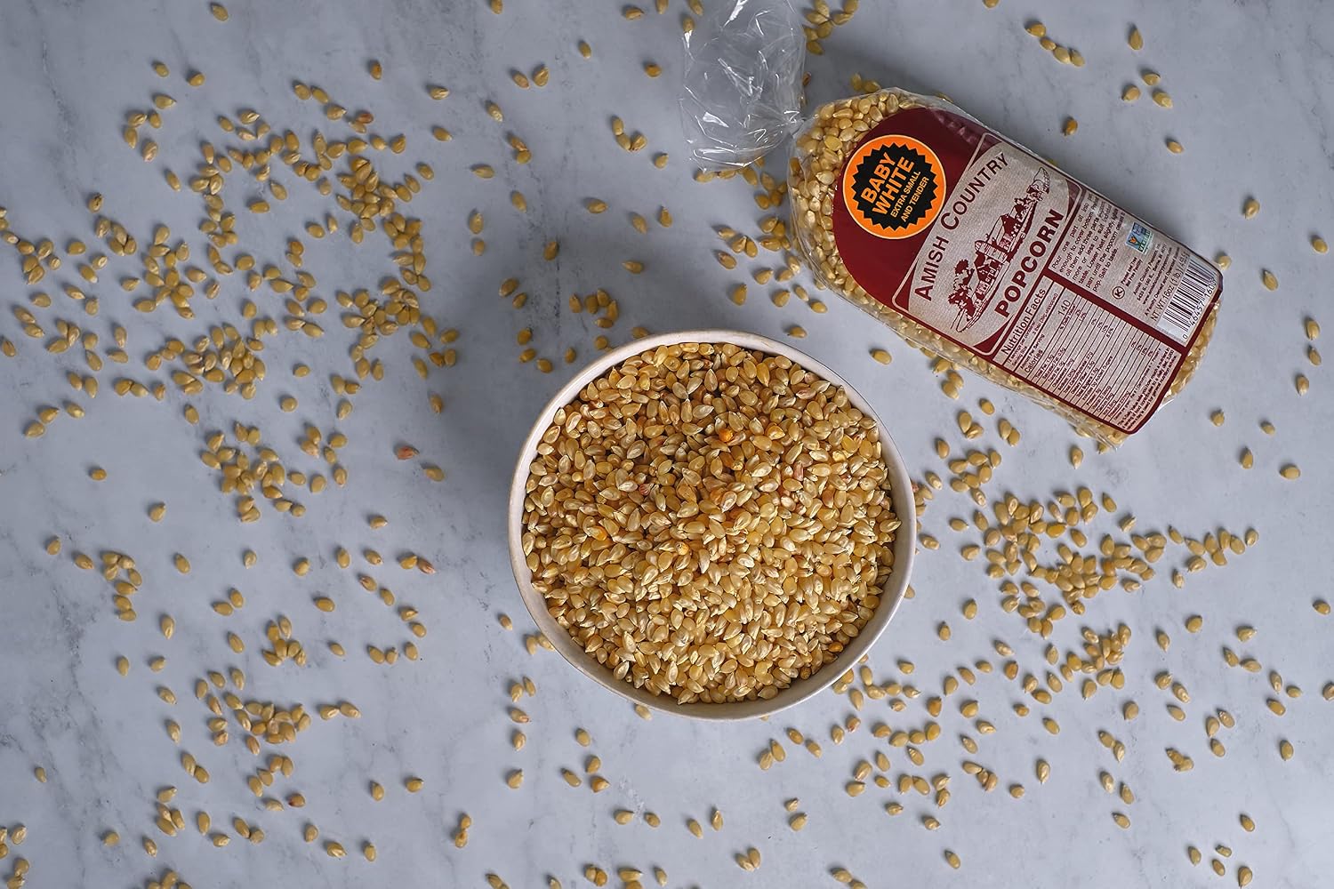 Amish Country Popcorn | 2 lb Bag | Baby White Popcorn Kernels | Small and Tender | Old Fashioned, Non-GMO and Gluten Free (Baby White - 2 lb Bag)