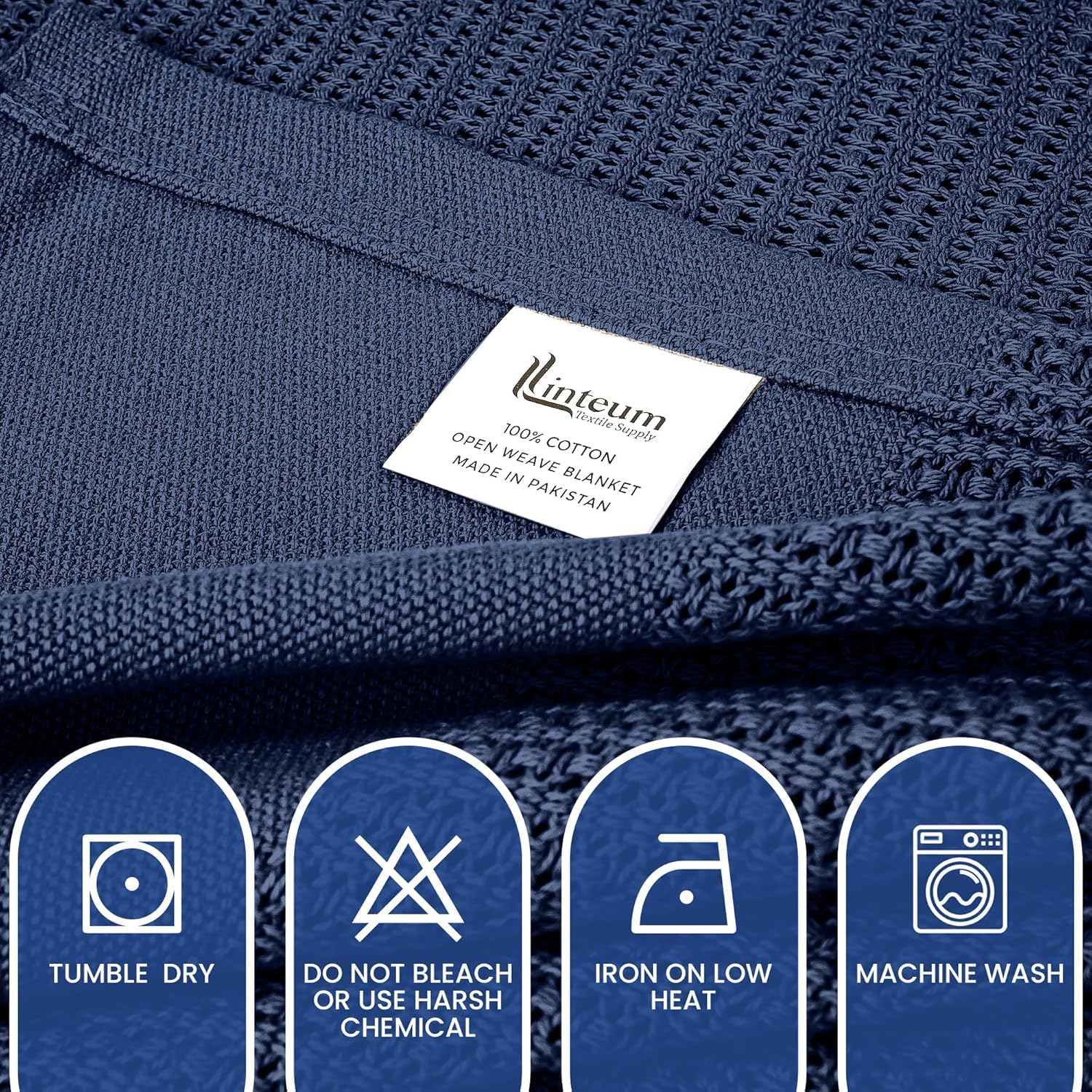 Linteum 100% Cotton Open-Cell Leno Weave Blanket — Breathable All Season — Queen 90x90 — Ice Grey